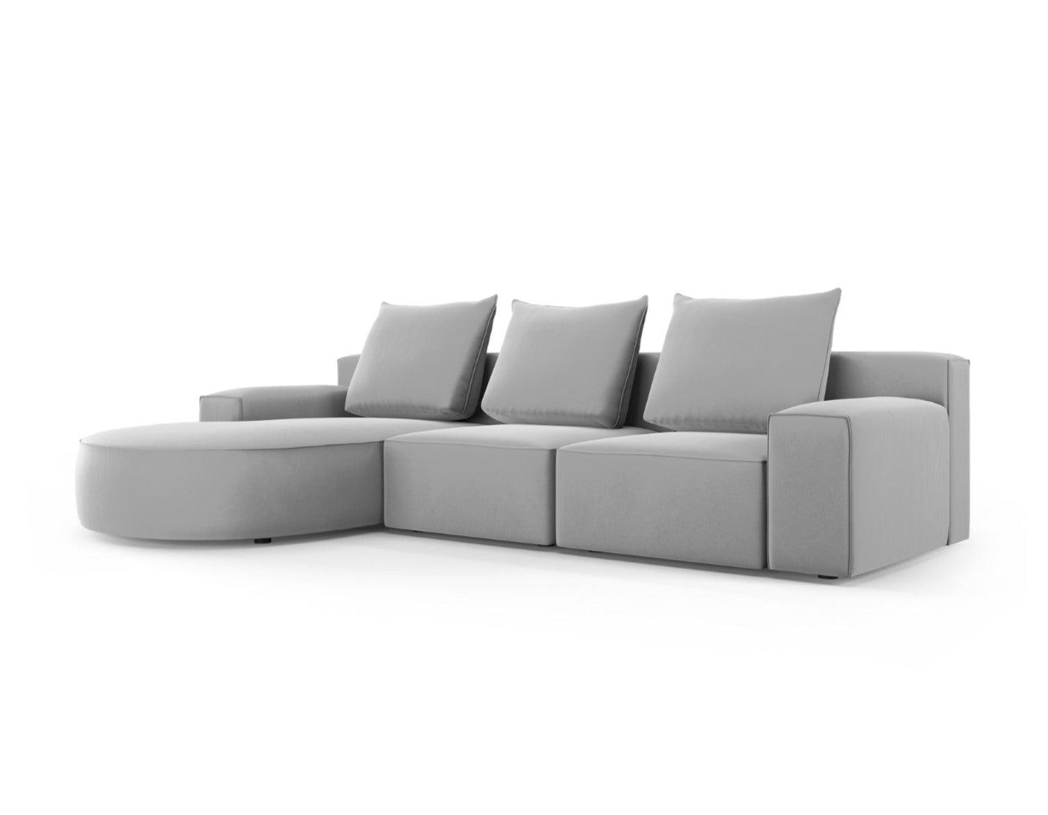 Narożnik aksamitny lewostronny 5-osobowy IVY jasnoszary Mazzini Sofas    Eye on Design