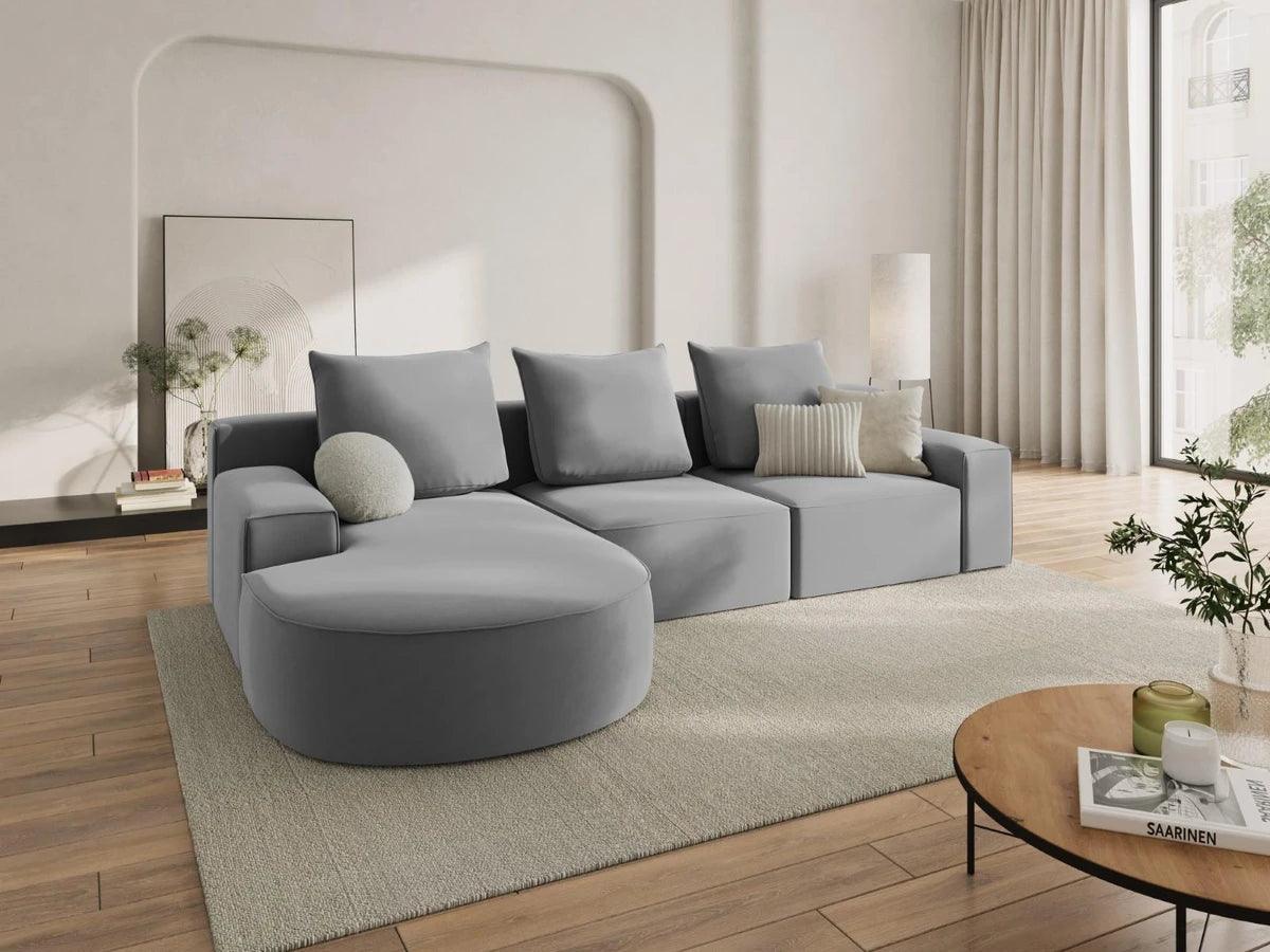 Narożnik aksamitny lewostronny 5-osobowy IVY jasnoszary Mazzini Sofas    Eye on Design