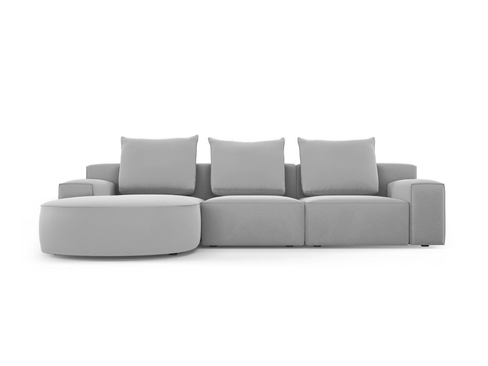 Narożnik aksamitny lewostronny 5-osobowy IVY jasnoszary Mazzini Sofas    Eye on Design