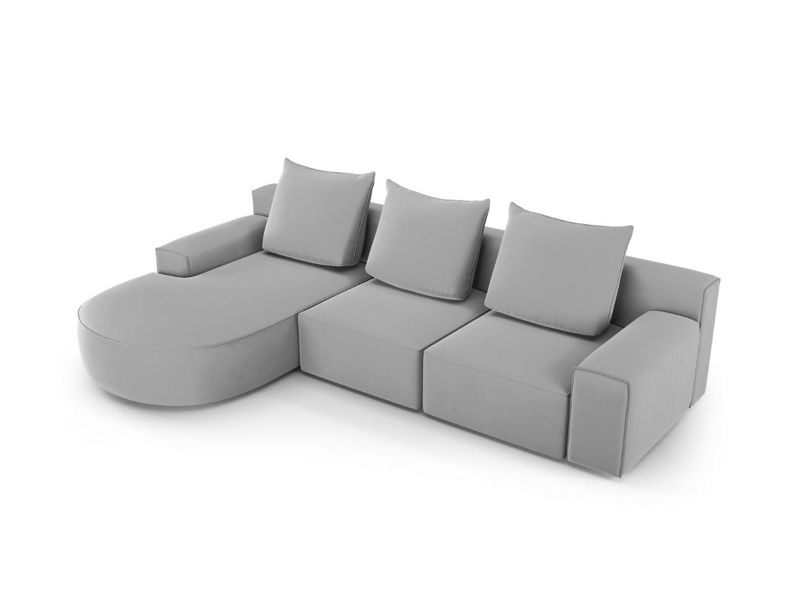 Narożnik aksamitny lewostronny 5-osobowy IVY jasnoszary Mazzini Sofas    Eye on Design