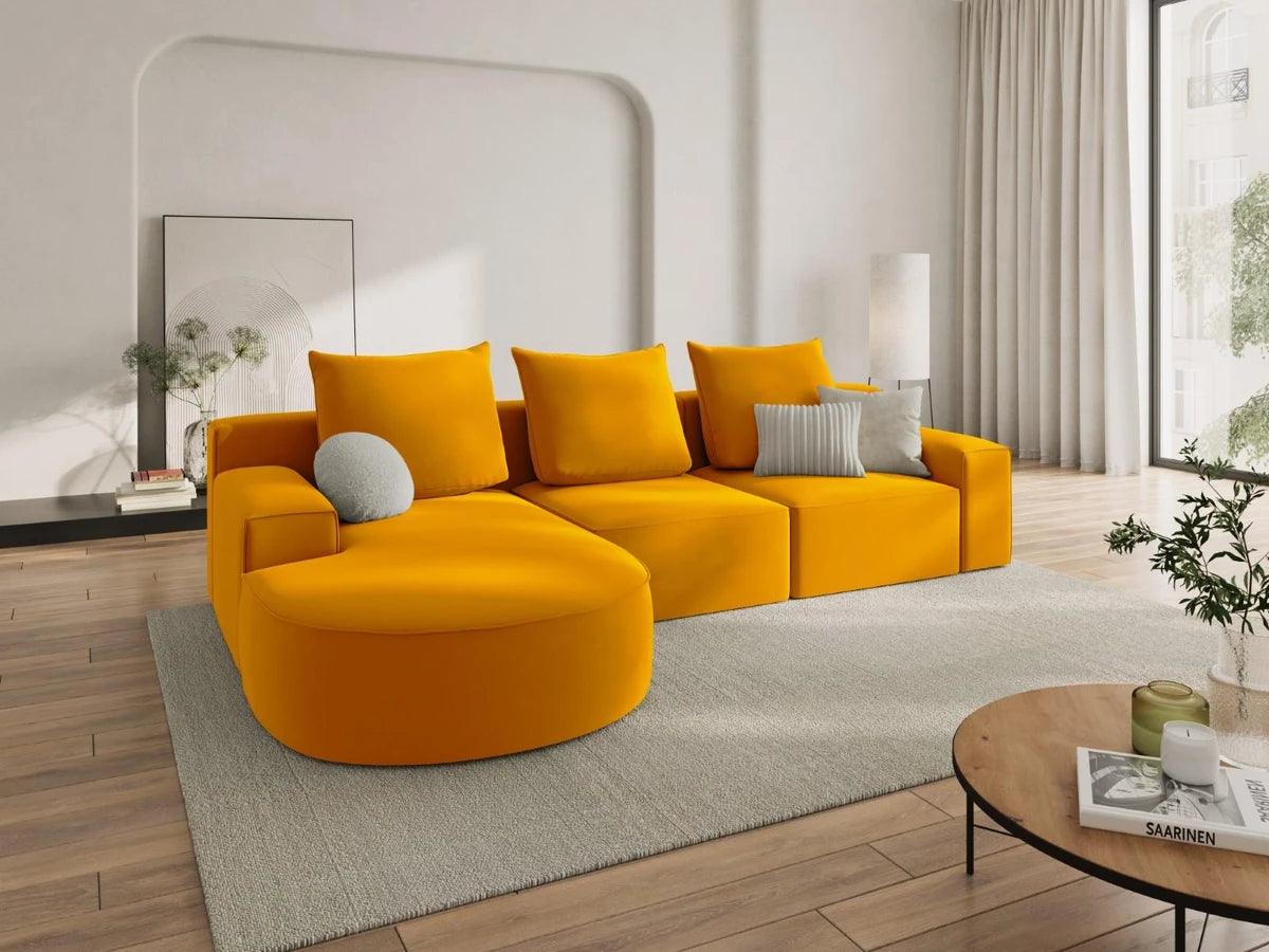 Narożnik aksamitny lewostronny 5-osobowy IVY żółty Mazzini Sofas    Eye on Design