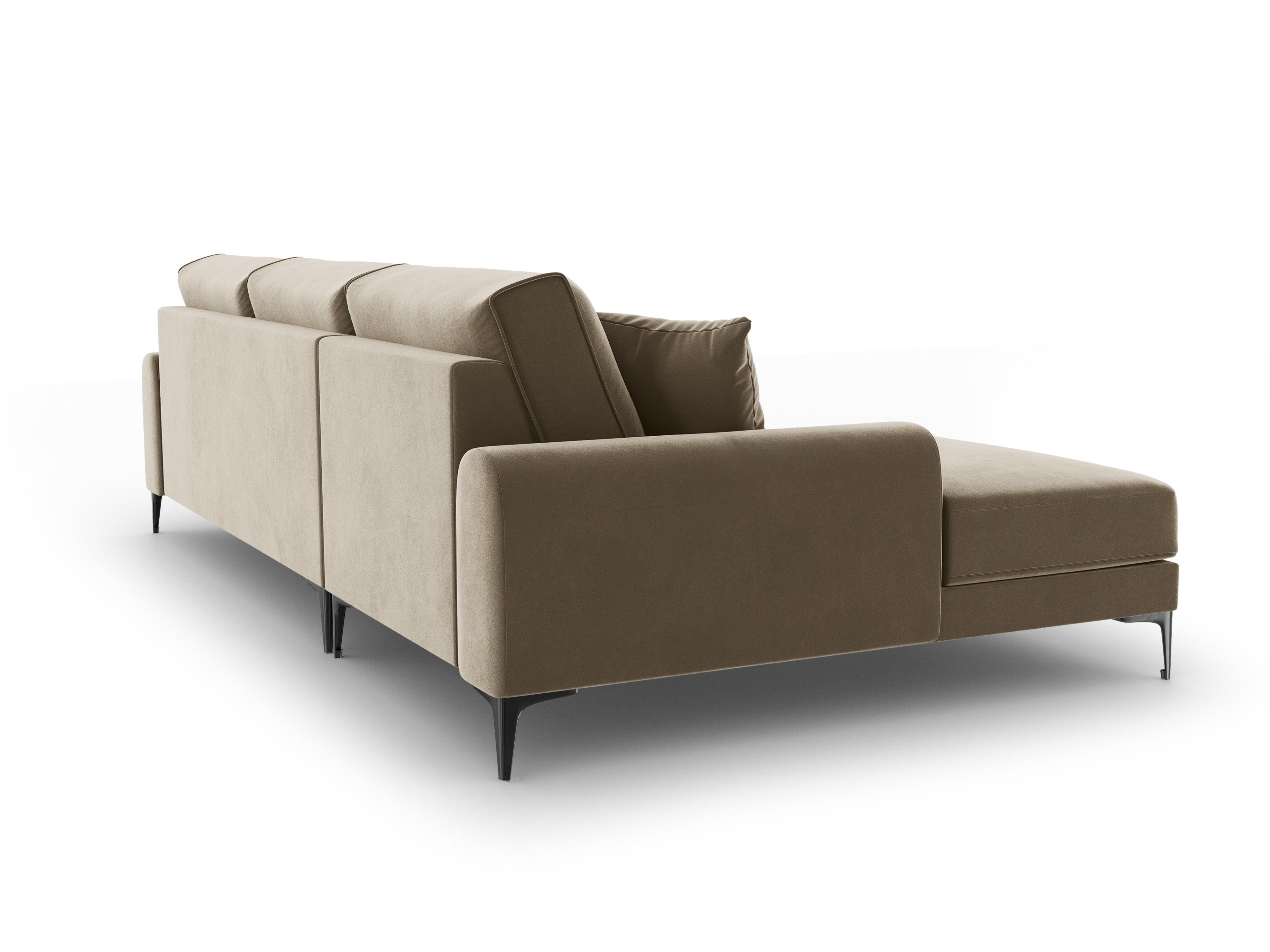 Narożnik aksamitny lewostronny MADARA cappuccino z czarną podstawą Mazzini Sofas    Eye on Design