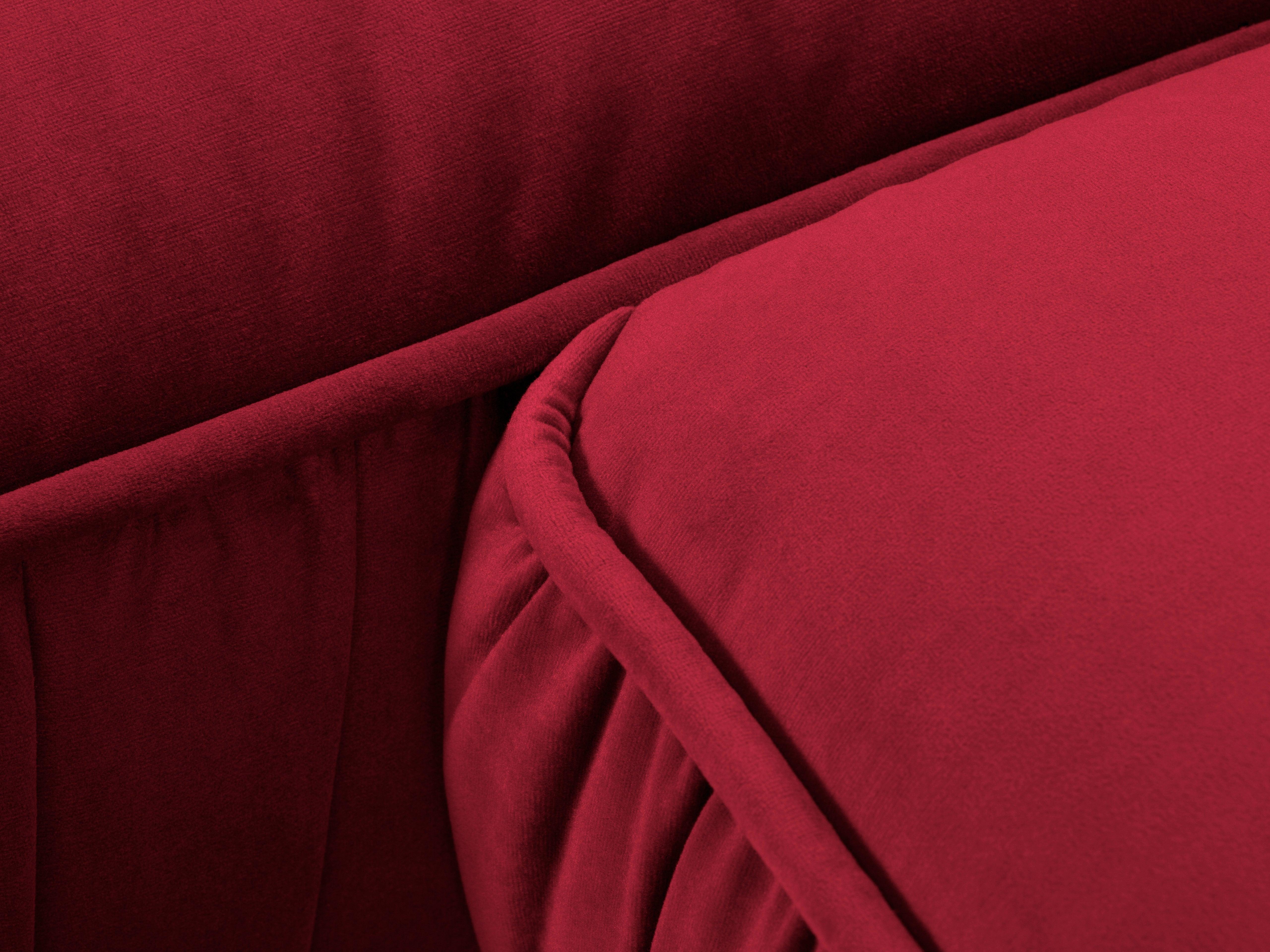 Narożnik aksamitny lewostronny TRIOMPHE czerwony z czarną podstawą Interieurs 86    Eye on Design