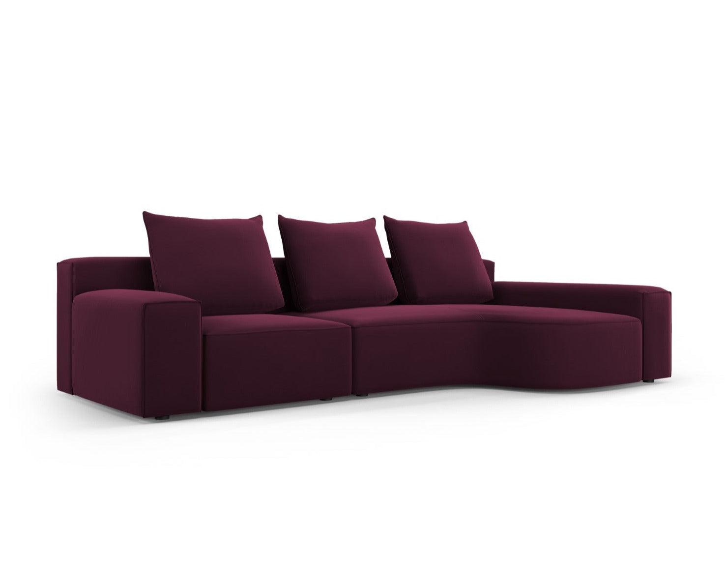 Narożnik aksamitny prawostronny 4-osobowy IVY burgundowy Mazzini Sofas    Eye on Design