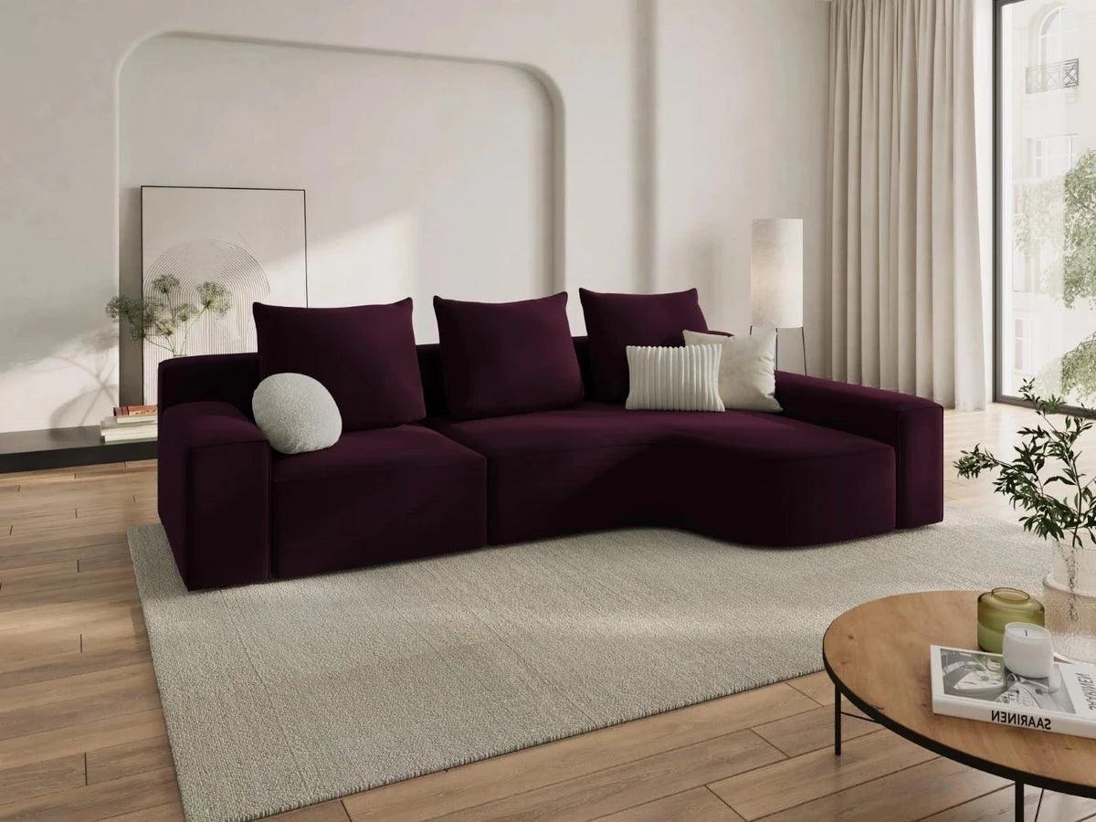 Narożnik aksamitny prawostronny 4-osobowy IVY burgundowy Mazzini Sofas    Eye on Design