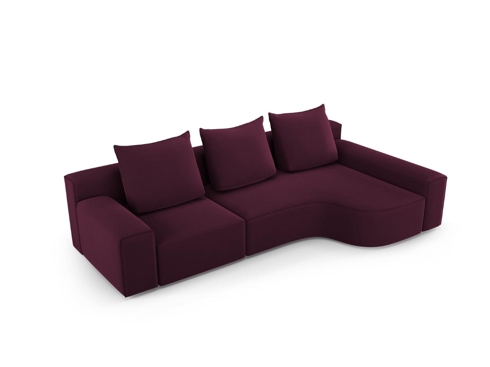 Narożnik aksamitny prawostronny 4-osobowy IVY burgundowy Mazzini Sofas    Eye on Design