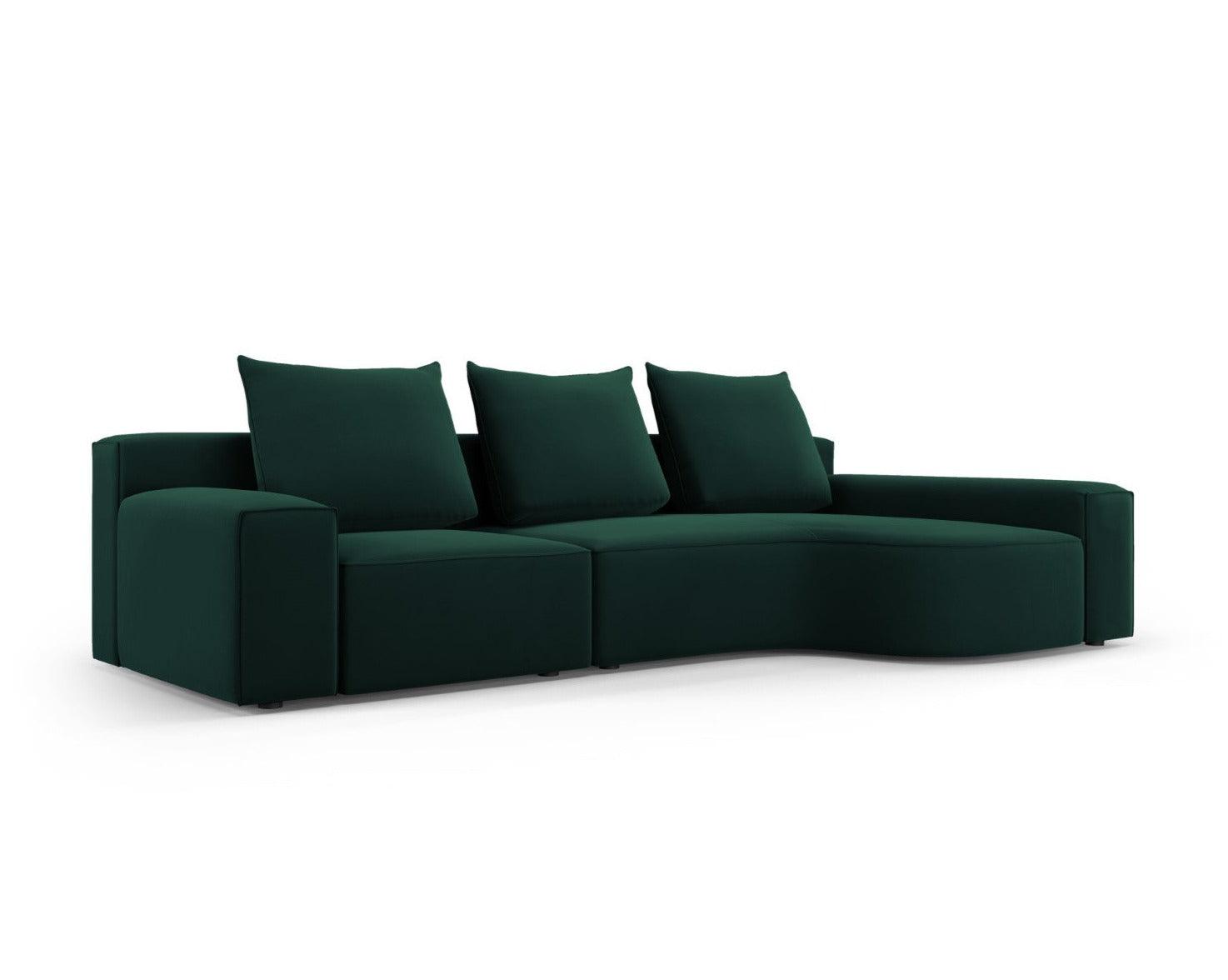 Narożnik aksamitny prawostronny 4-osobowy IVY butelkowa zieleń Mazzini Sofas    Eye on Design