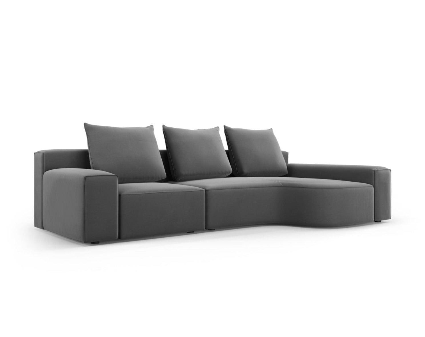 Narożnik aksamitny prawostronny 4-osobowy IVY ciemnoszary Mazzini Sofas    Eye on Design