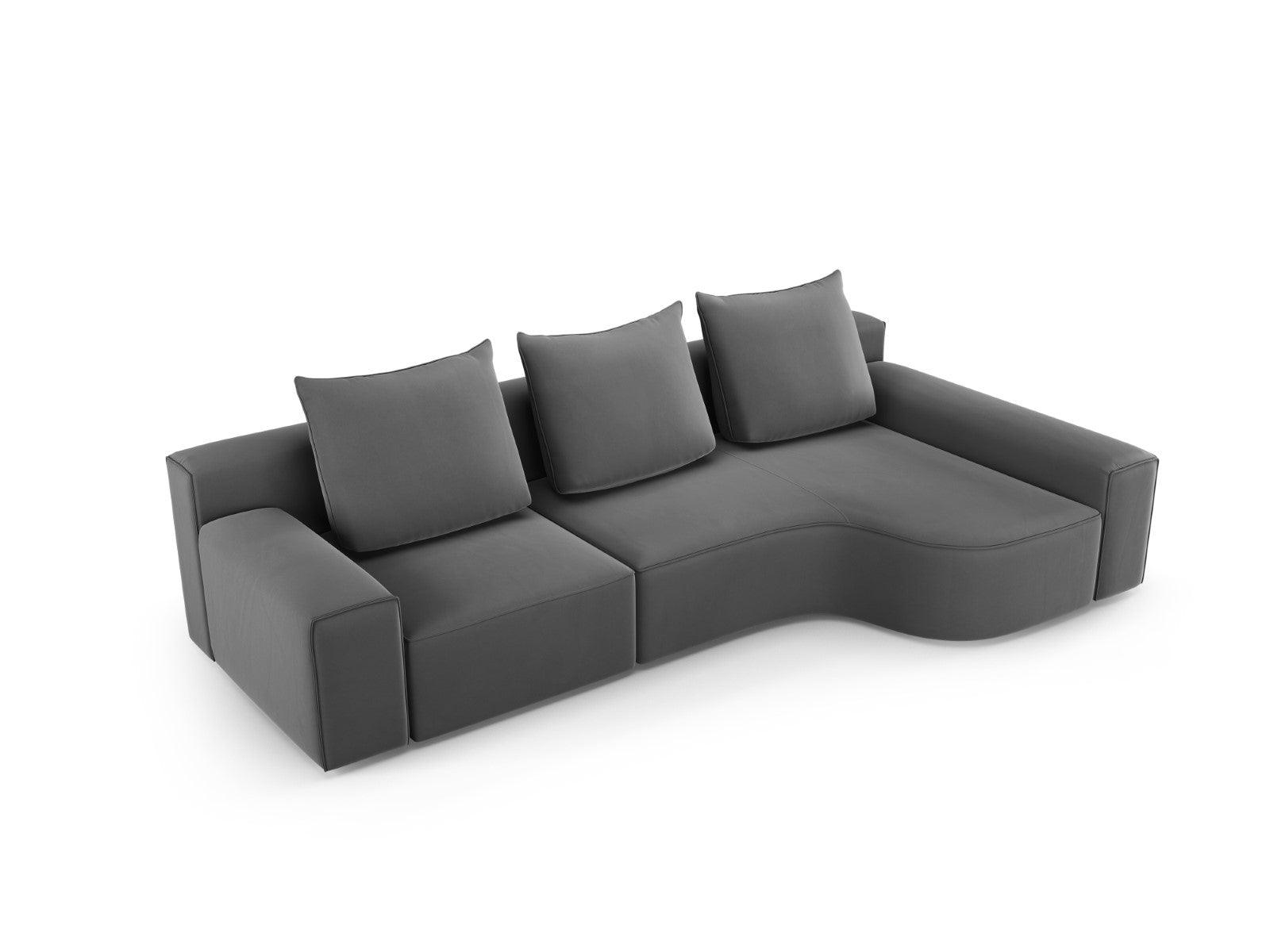 Narożnik aksamitny prawostronny 4-osobowy IVY ciemnoszary Mazzini Sofas    Eye on Design