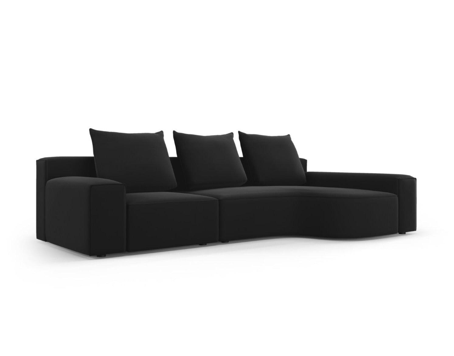 Narożnik aksamitny prawostronny 4-osobowy IVY czarny Mazzini Sofas    Eye on Design