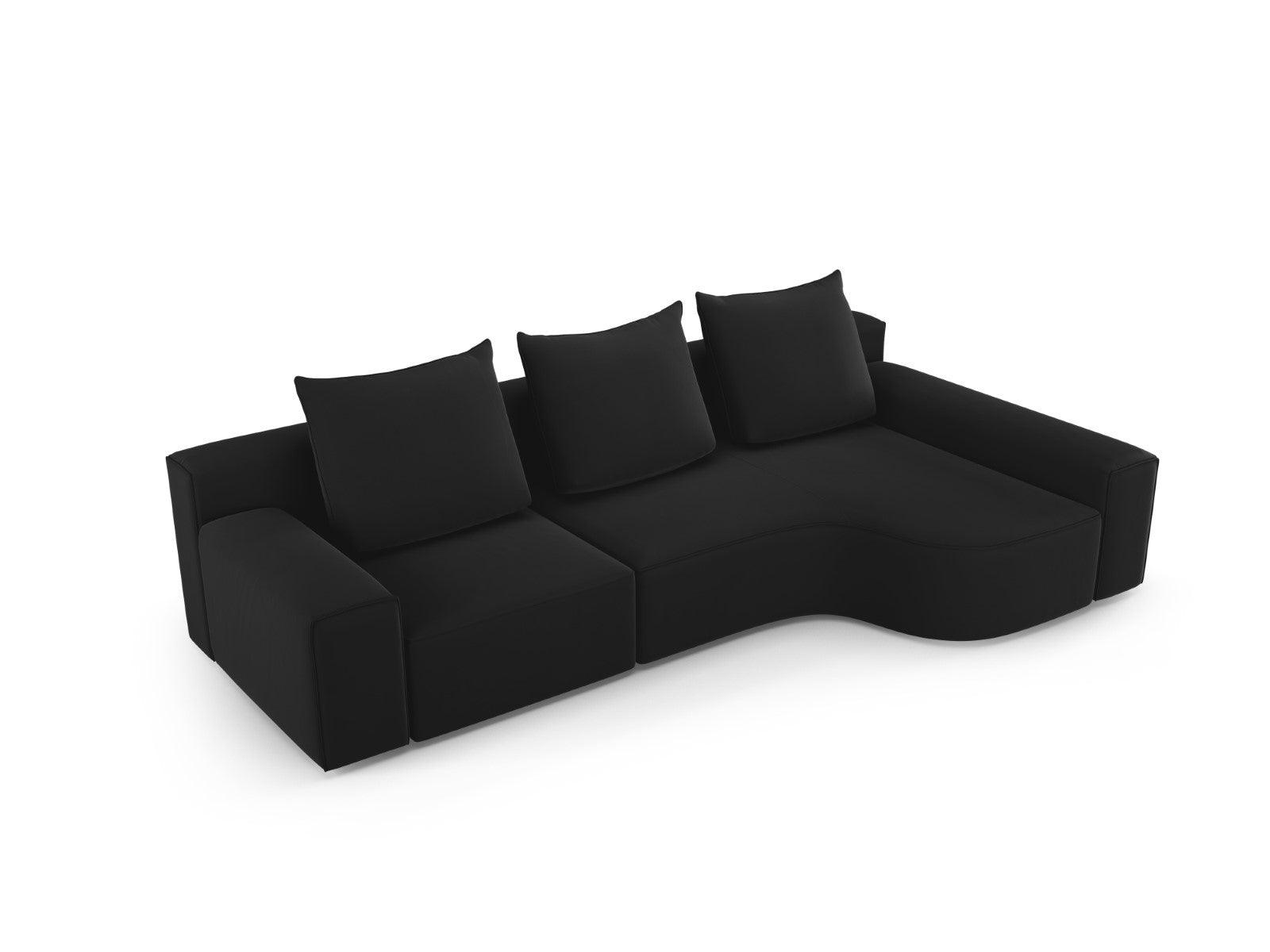 Narożnik aksamitny prawostronny 4-osobowy IVY czarny Mazzini Sofas    Eye on Design