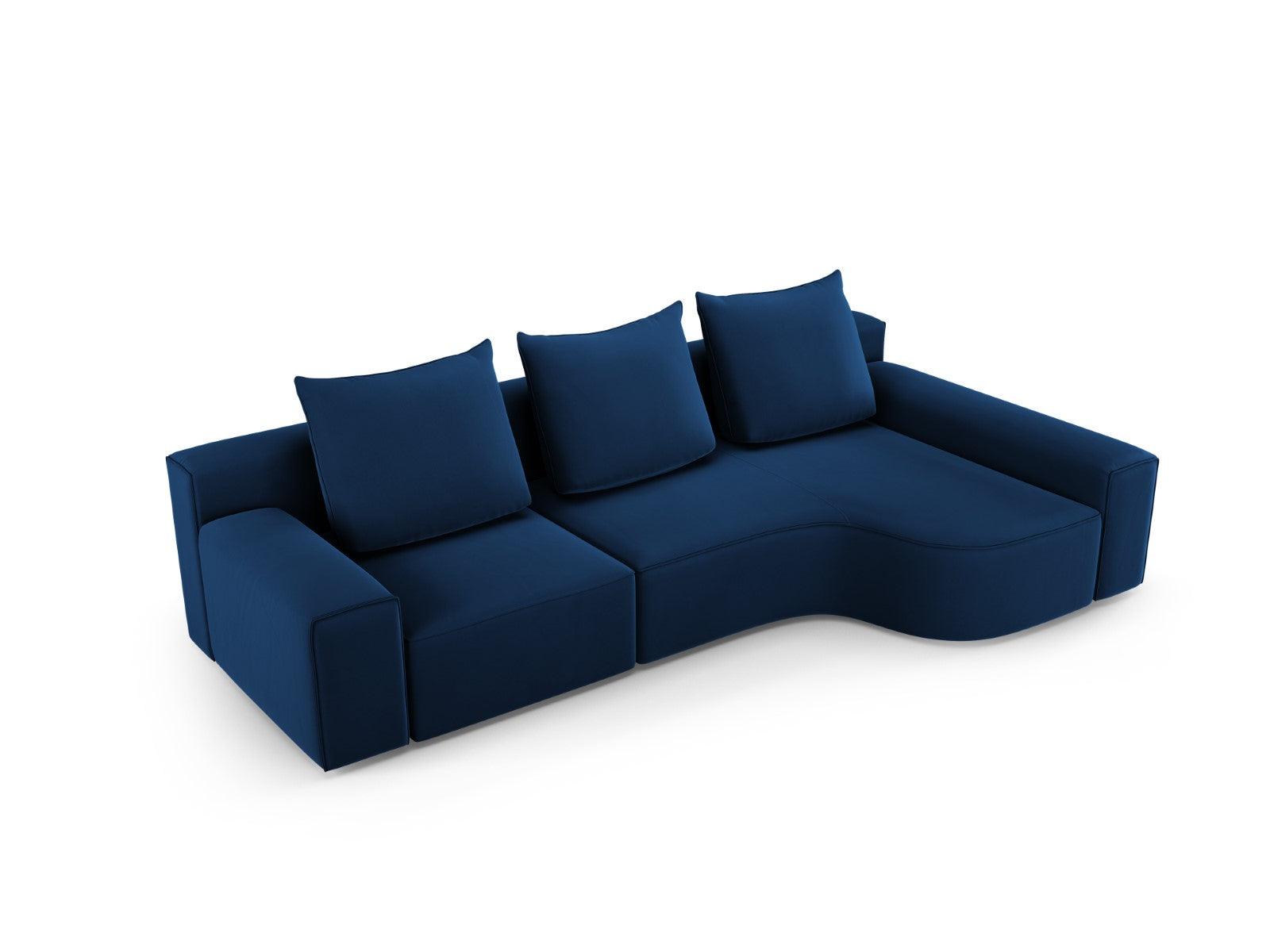 Narożnik aksamitny prawostronny 4-osobowy IVY granatowy Mazzini Sofas    Eye on Design