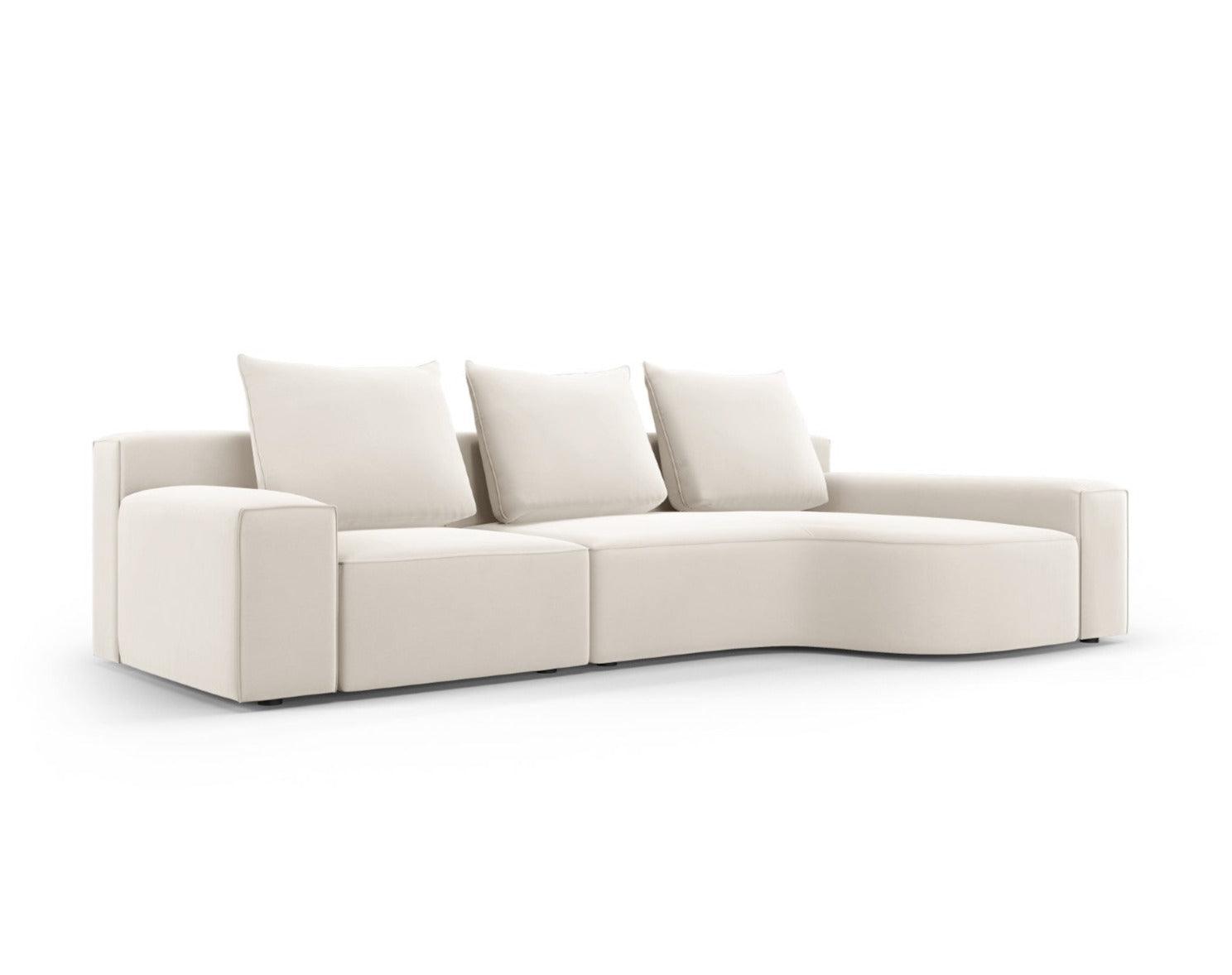 Narożnik aksamitny prawostronny 4-osobowy IVY jasnobeżowy Mazzini Sofas    Eye on Design