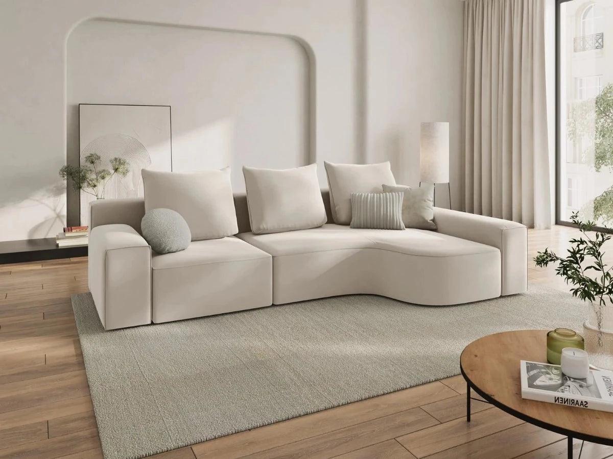 Narożnik aksamitny prawostronny 4-osobowy IVY jasnobeżowy Mazzini Sofas    Eye on Design