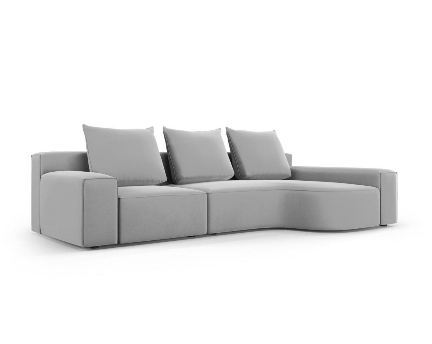 Narożnik aksamitny prawostronny 4-osobowy IVY jasnoszary Mazzini Sofas    Eye on Design