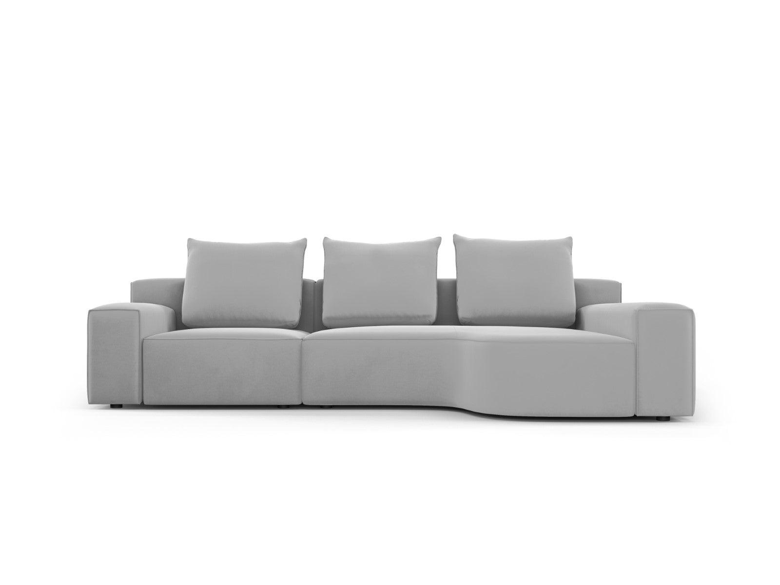 Narożnik aksamitny prawostronny 4-osobowy IVY jasnoszary Mazzini Sofas    Eye on Design