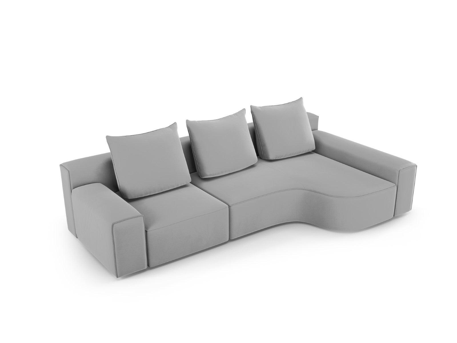 Narożnik aksamitny prawostronny 4-osobowy IVY jasnoszary Mazzini Sofas    Eye on Design