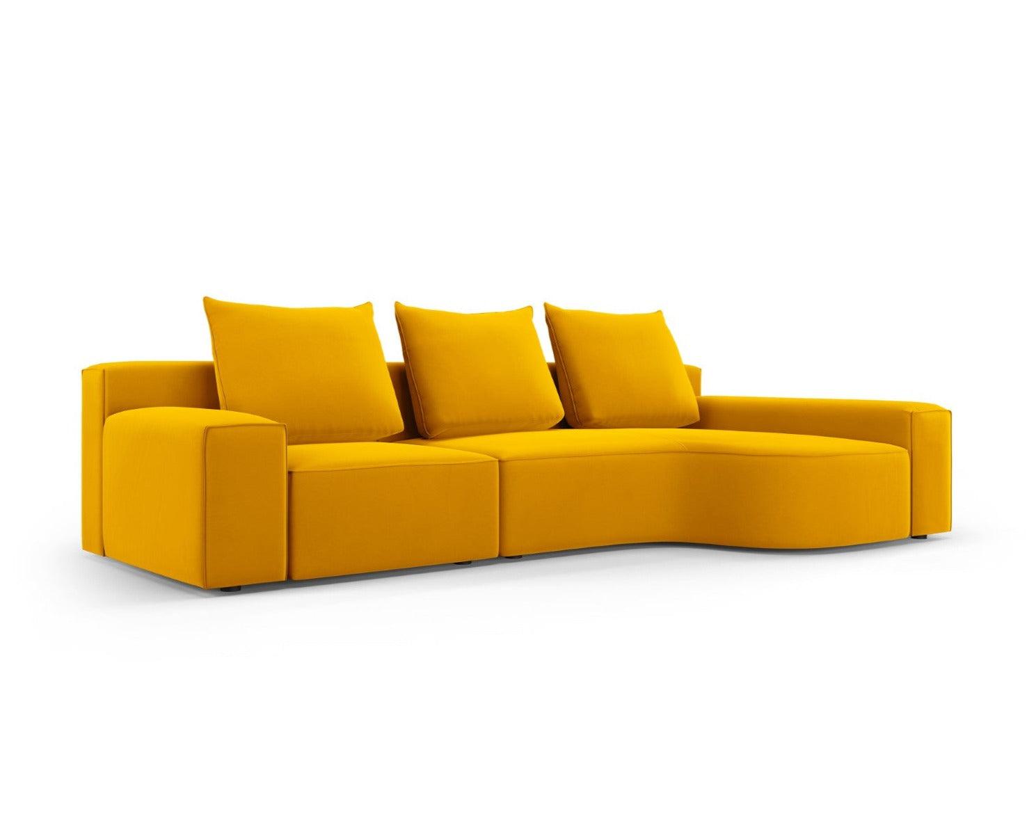 Narożnik aksamitny prawostronny 4-osobowy IVY żółty Mazzini Sofas    Eye on Design