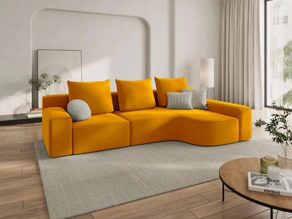 Narożnik aksamitny prawostronny 4-osobowy IVY żółty Mazzini Sofas    Eye on Design