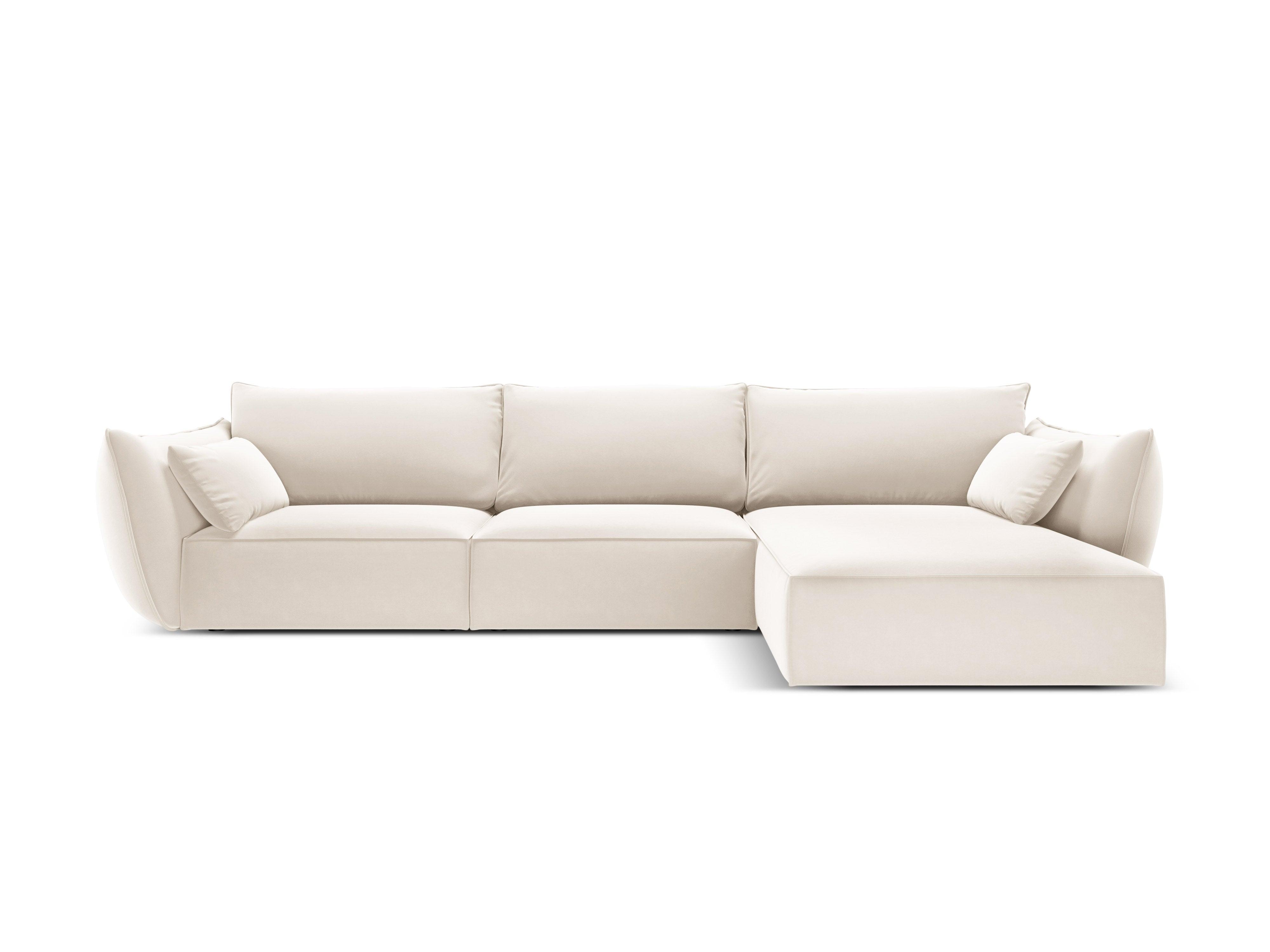 Narożnik aksamitny prawostronny 4-osobowy VANDA beżowy Mazzini Sofas    Eye on Design