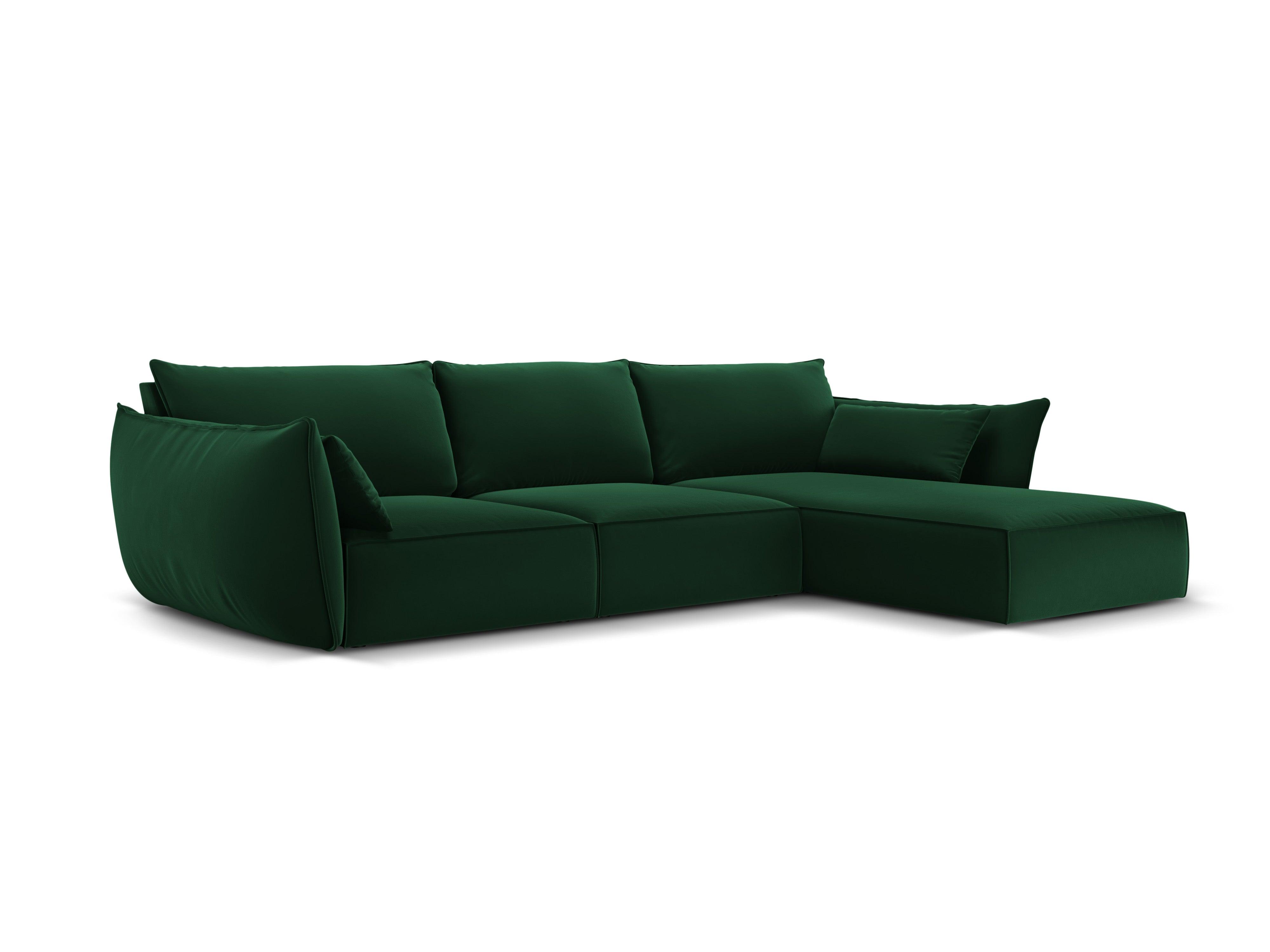 Narożnik aksamitny prawostronny 4-osobowy VANDA butelkowa zieleń Mazzini Sofas    Eye on Design