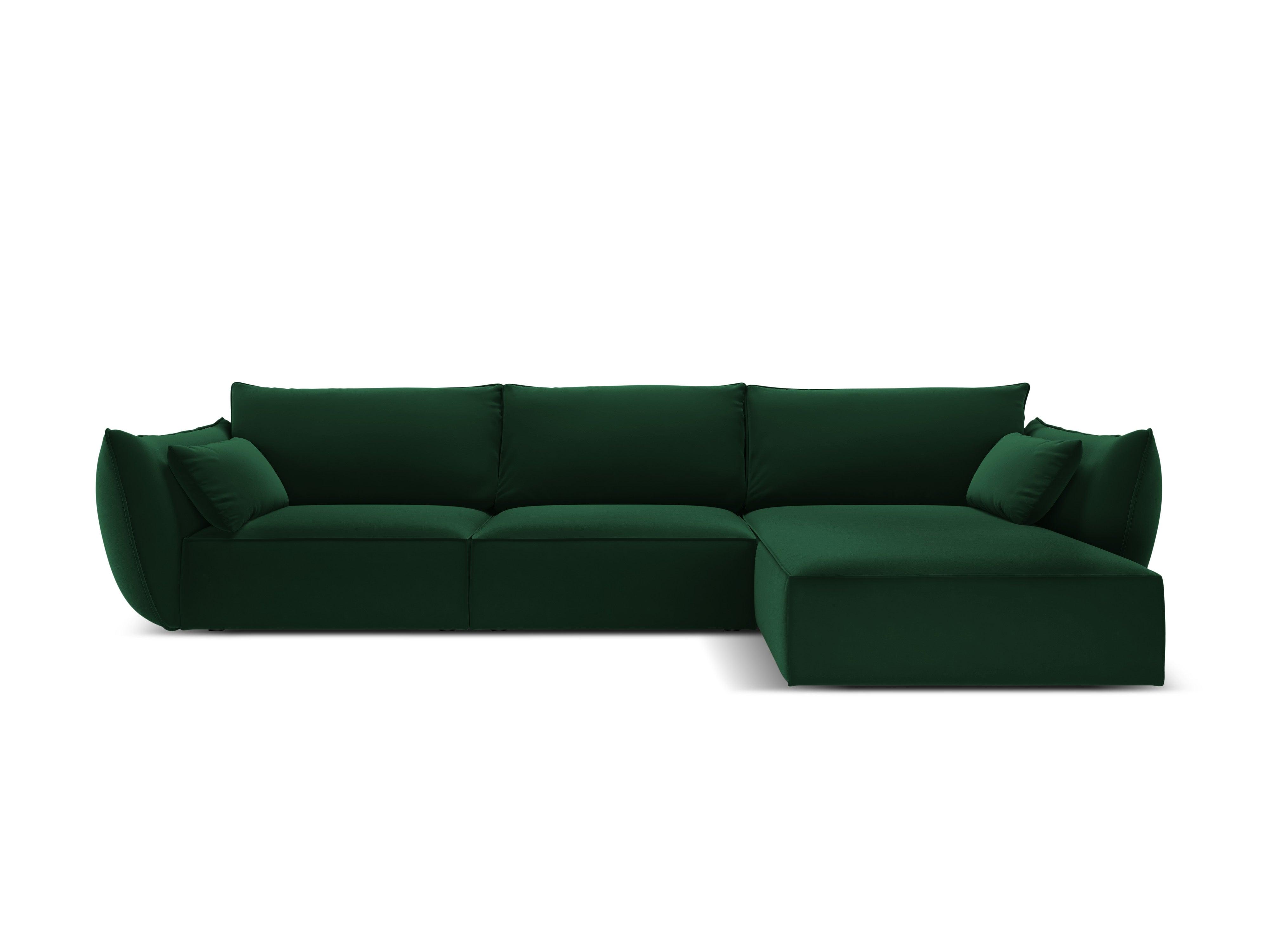 Narożnik aksamitny prawostronny 4-osobowy VANDA butelkowa zieleń Mazzini Sofas    Eye on Design