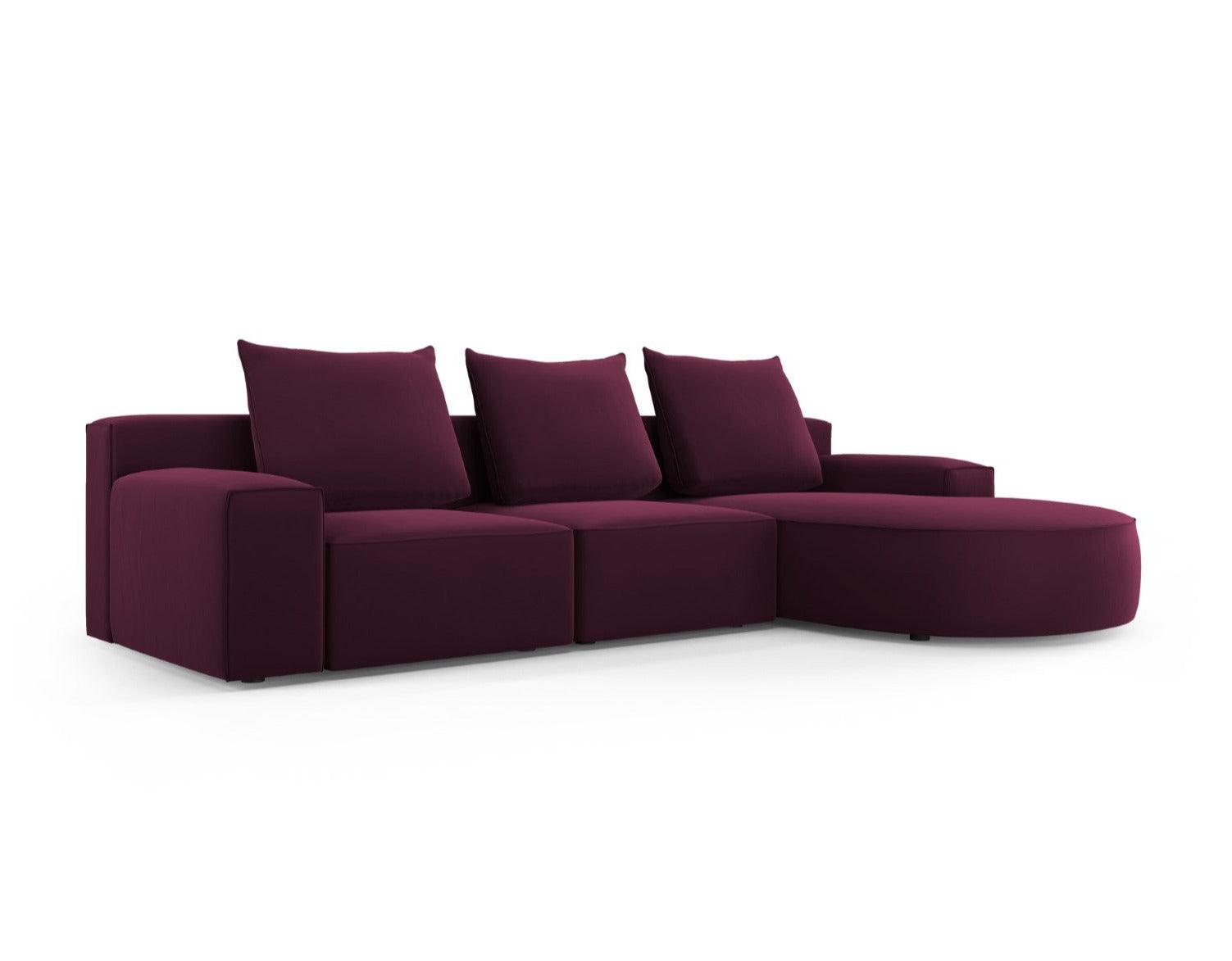 Narożnik aksamitny prawostronny 5-osobowy IVY burgundowy Mazzini Sofas    Eye on Design