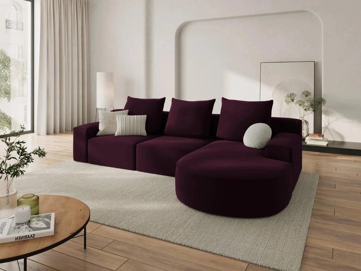 Narożnik aksamitny prawostronny 5-osobowy IVY burgundowy Mazzini Sofas    Eye on Design