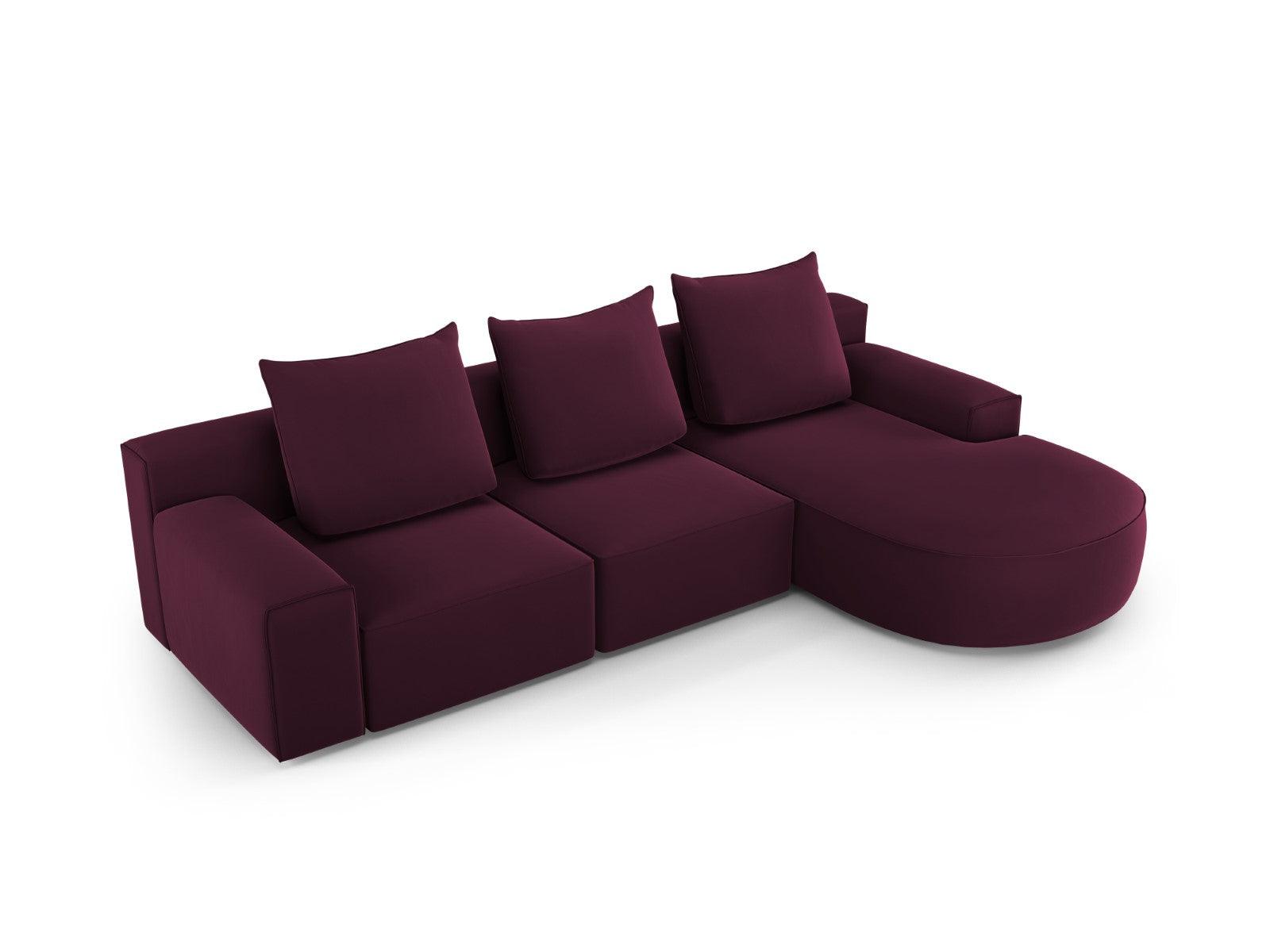 Narożnik aksamitny prawostronny 5-osobowy IVY burgundowy Mazzini Sofas    Eye on Design