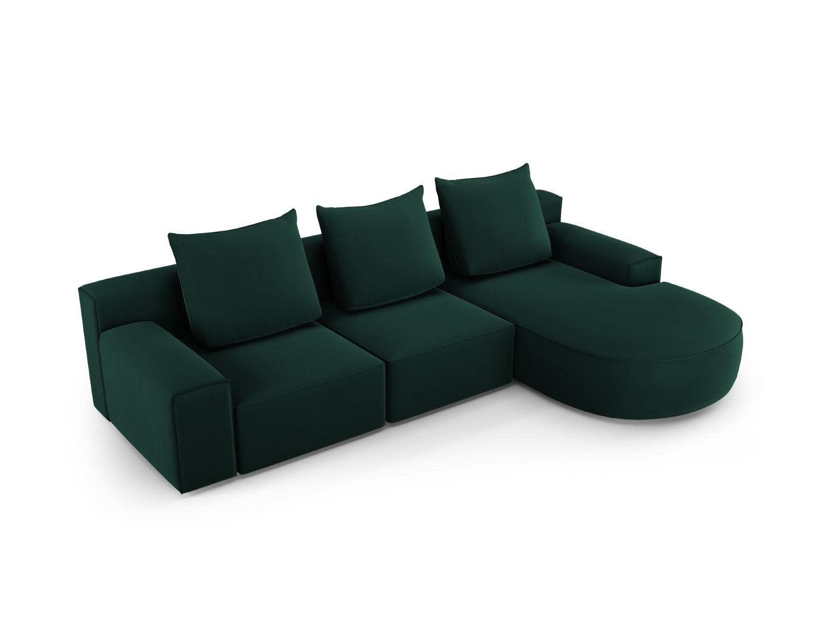 Narożnik aksamitny prawostronny 5-osobowy IVY butelkowa zieleń Mazzini Sofas    Eye on Design