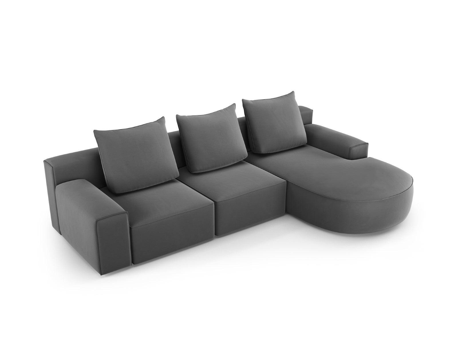 Narożnik aksamitny prawostronny 5-osobowy IVY ciemnoszary Mazzini Sofas    Eye on Design