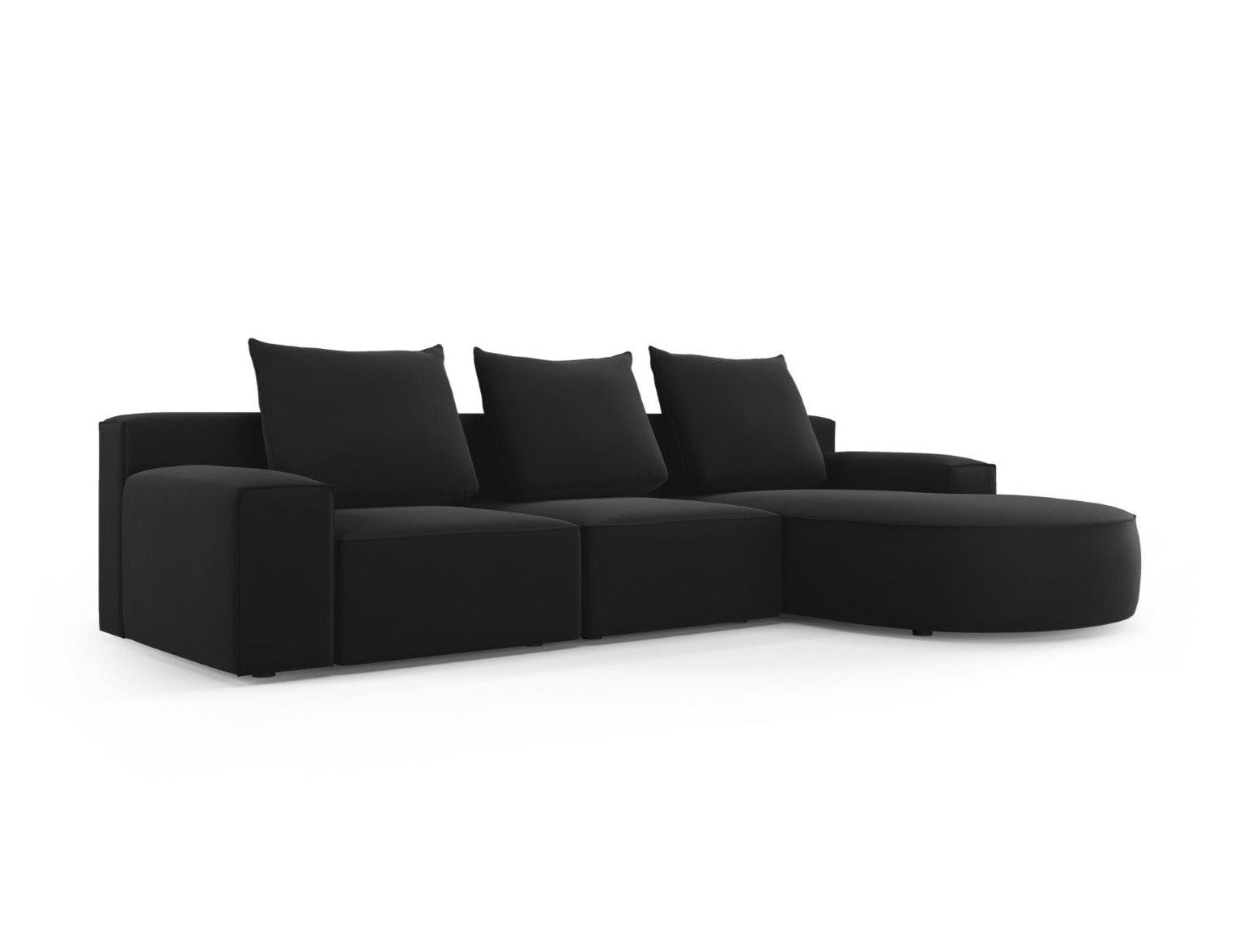 Narożnik aksamitny prawostronny 5-osobowy IVY czarny Mazzini Sofas    Eye on Design