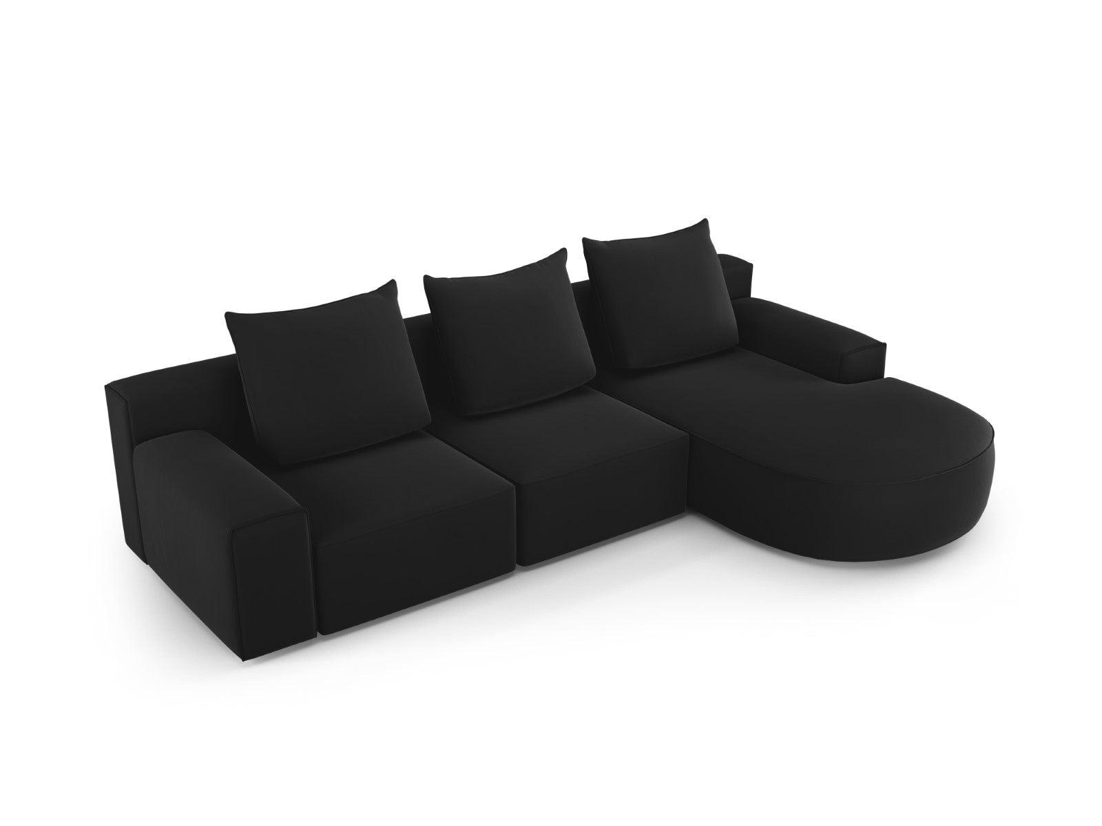 Narożnik aksamitny prawostronny 5-osobowy IVY czarny Mazzini Sofas    Eye on Design