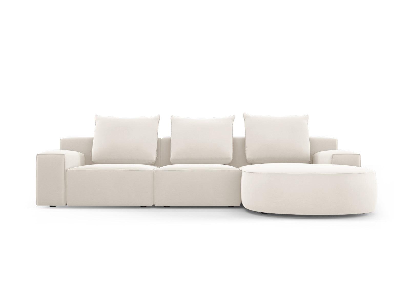 Narożnik aksamitny prawostronny 5-osobowy IVY jasnobeżowy Mazzini Sofas    Eye on Design