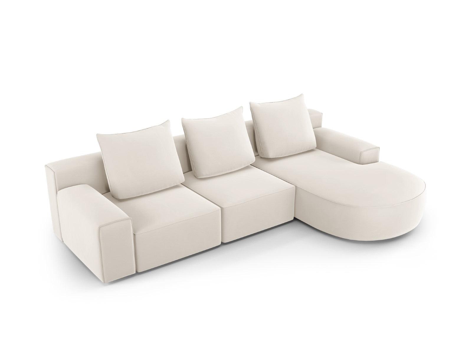 Narożnik aksamitny prawostronny 5-osobowy IVY jasnobeżowy Mazzini Sofas    Eye on Design