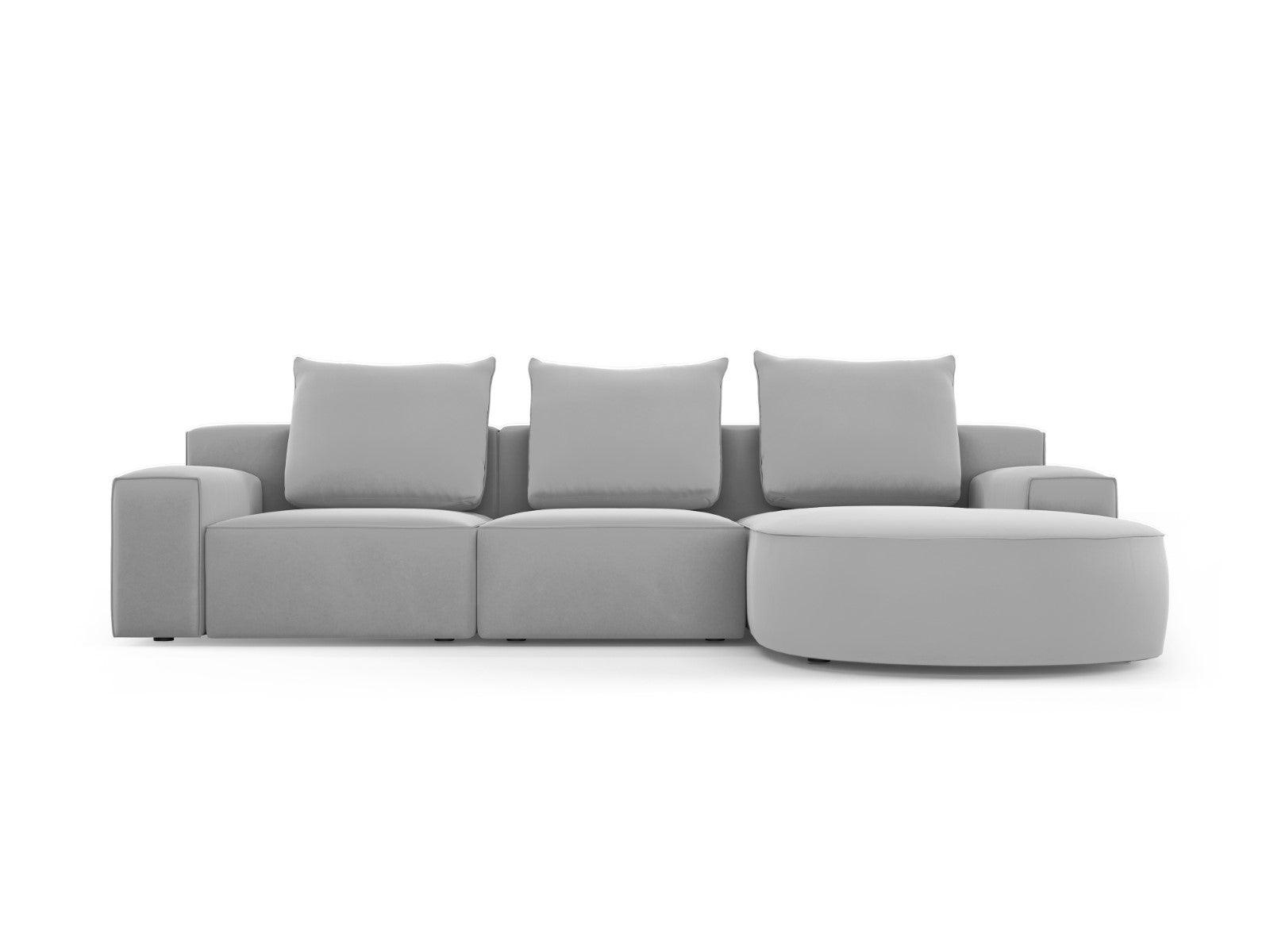 Narożnik aksamitny prawostronny 5-osobowy IVY jasnoszary Mazzini Sofas    Eye on Design