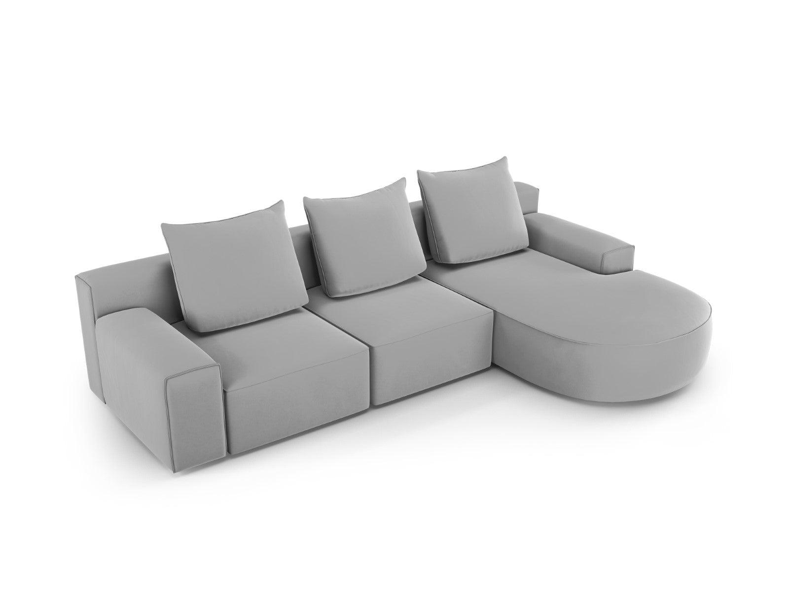 Narożnik aksamitny prawostronny 5-osobowy IVY jasnoszary Mazzini Sofas    Eye on Design