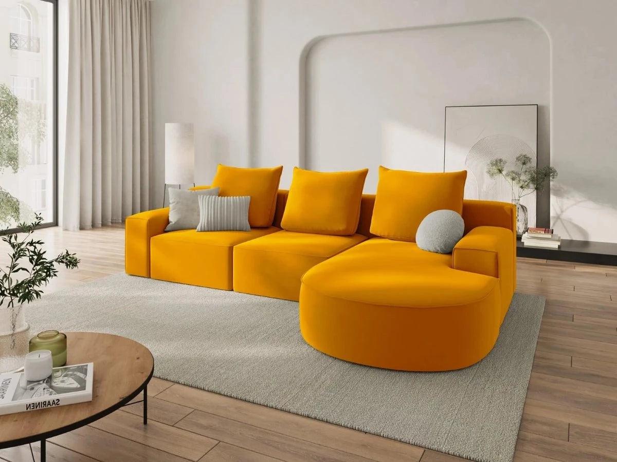 Narożnik aksamitny prawostronny 5-osobowy IVY żółty Mazzini Sofas    Eye on Design