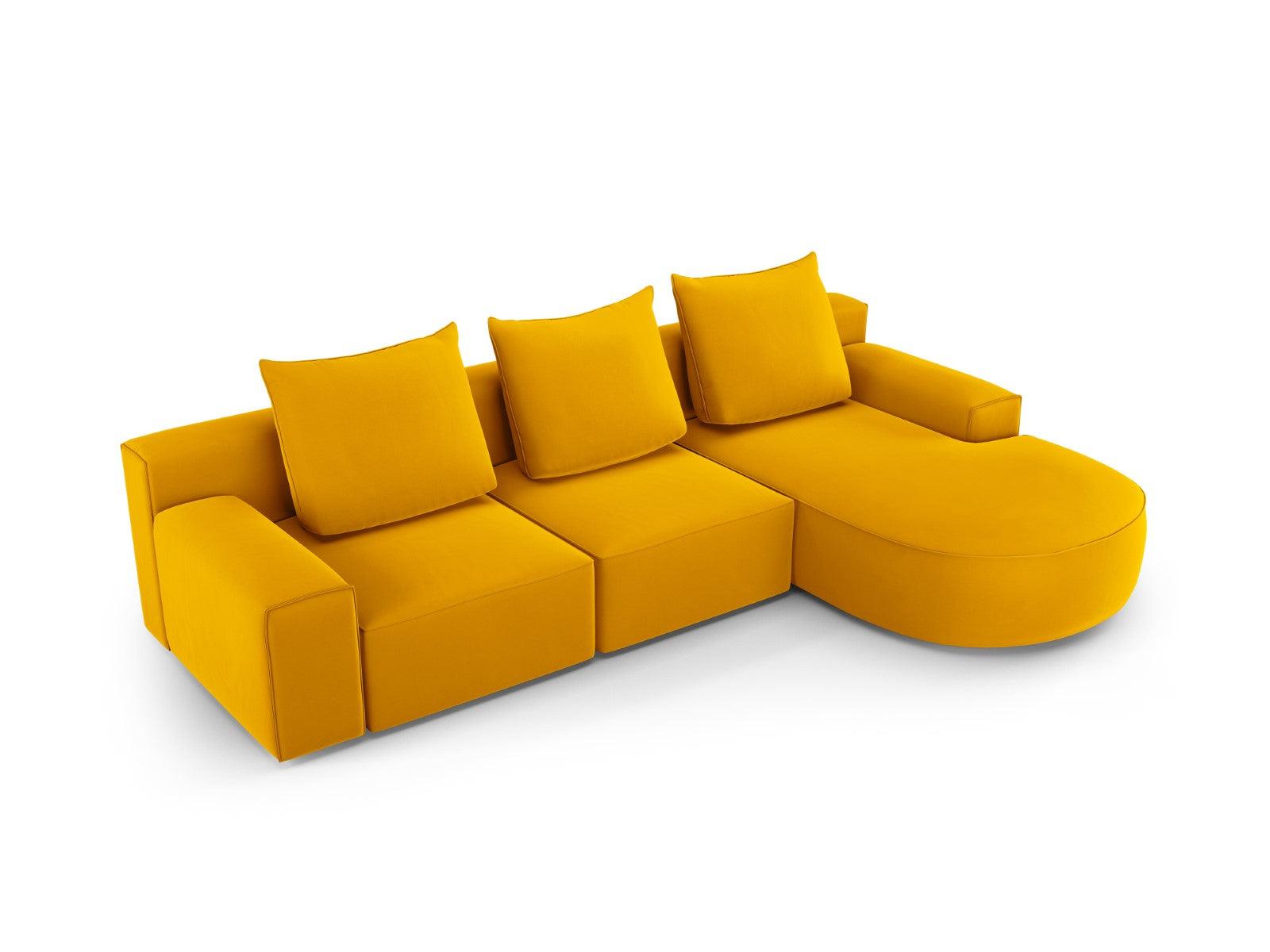 Narożnik aksamitny prawostronny 5-osobowy IVY żółty Mazzini Sofas    Eye on Design