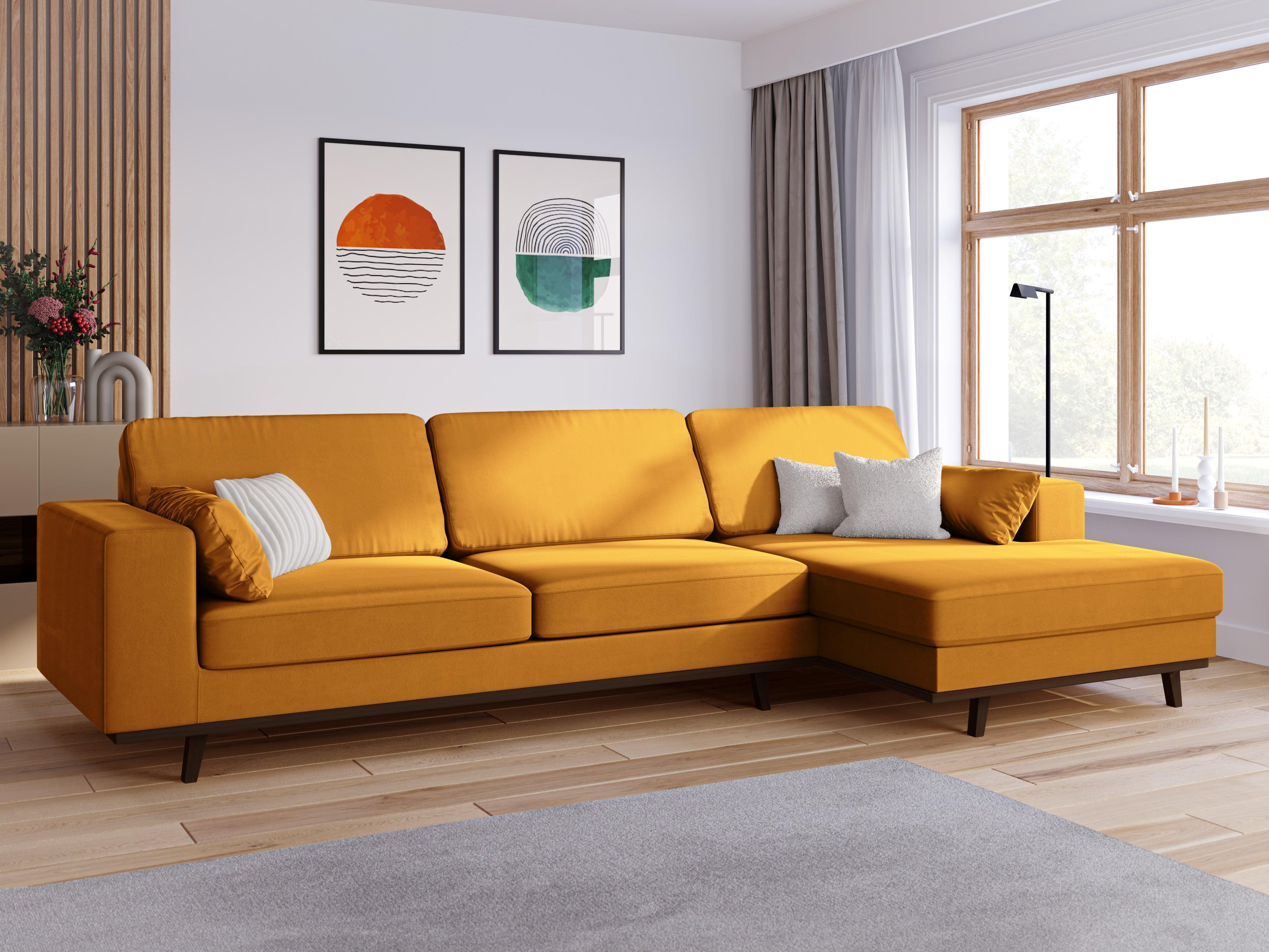 Narożnik aksamitny prawostronny HEBE żółty Mazzini Sofas    Eye on Design