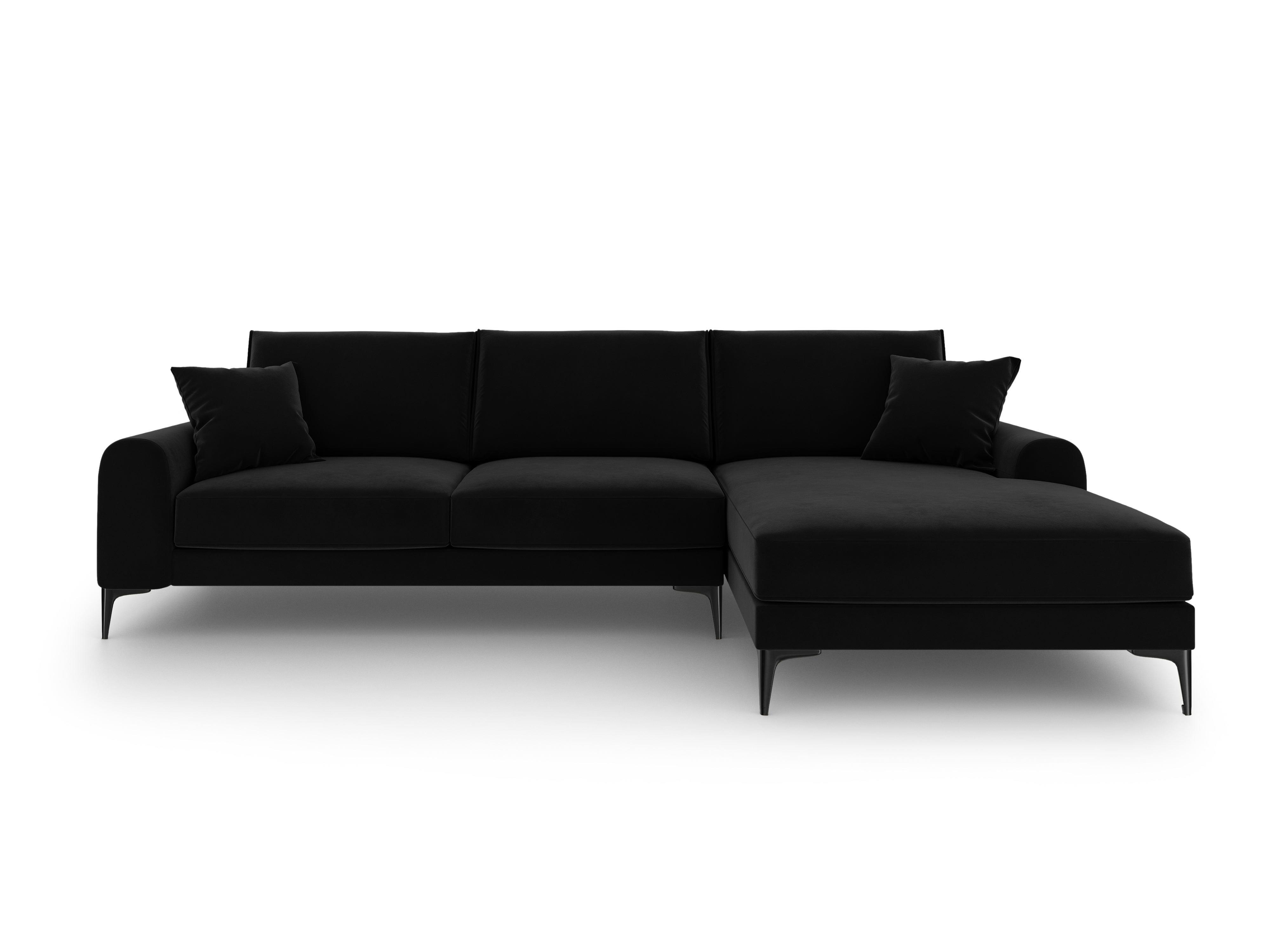 Narożnik aksamitny prawostronny MADARA czarny z czarną podstawą Mazzini Sofas    Eye on Design