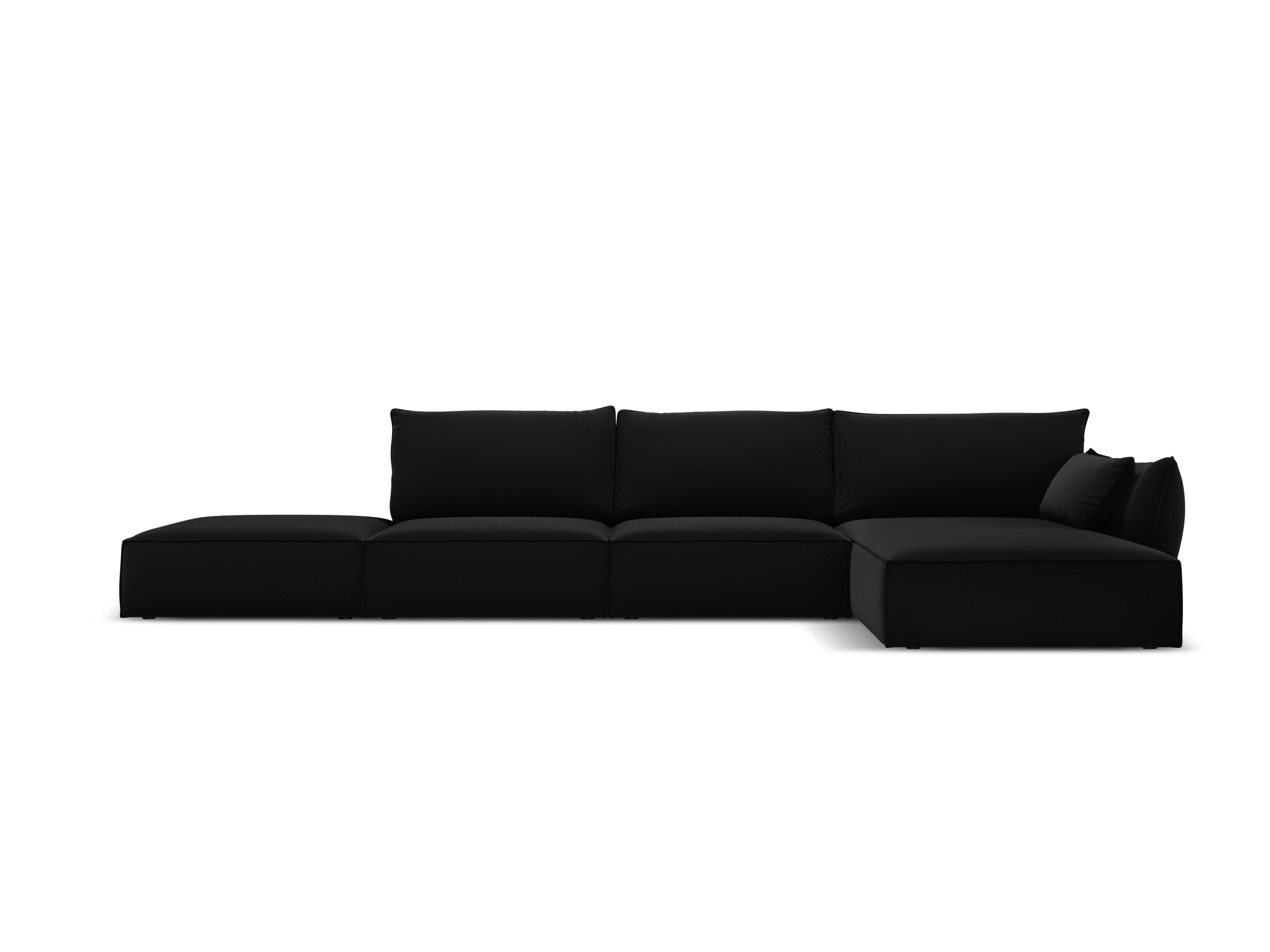 Narożnik aksamitny prawostronny otwarty VANDA czarny Mazzini Sofas    Eye on Design