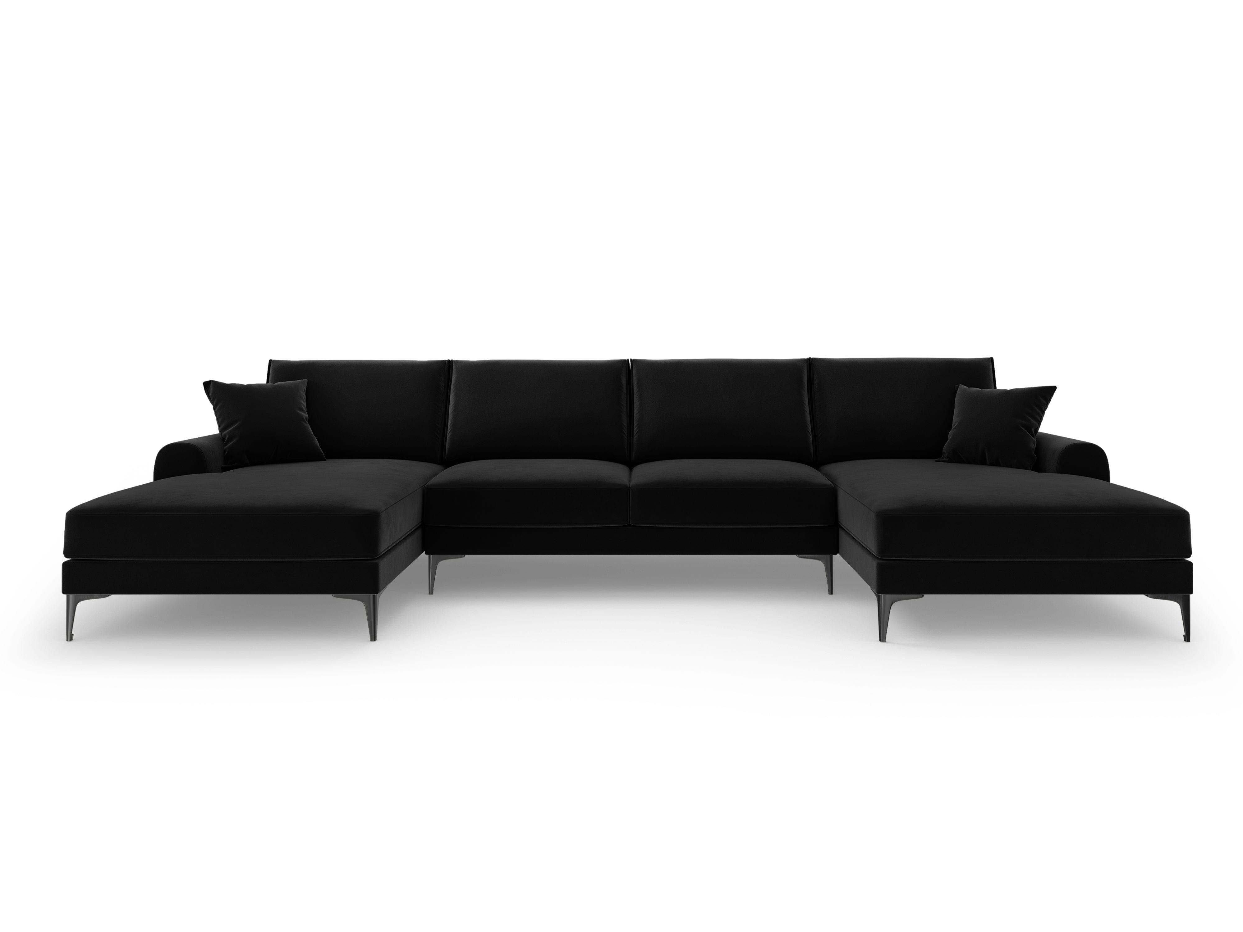 Narożnik aksamitny w kształcie U MADARA czarny z czarną podstawą Mazzini Sofas    Eye on Design