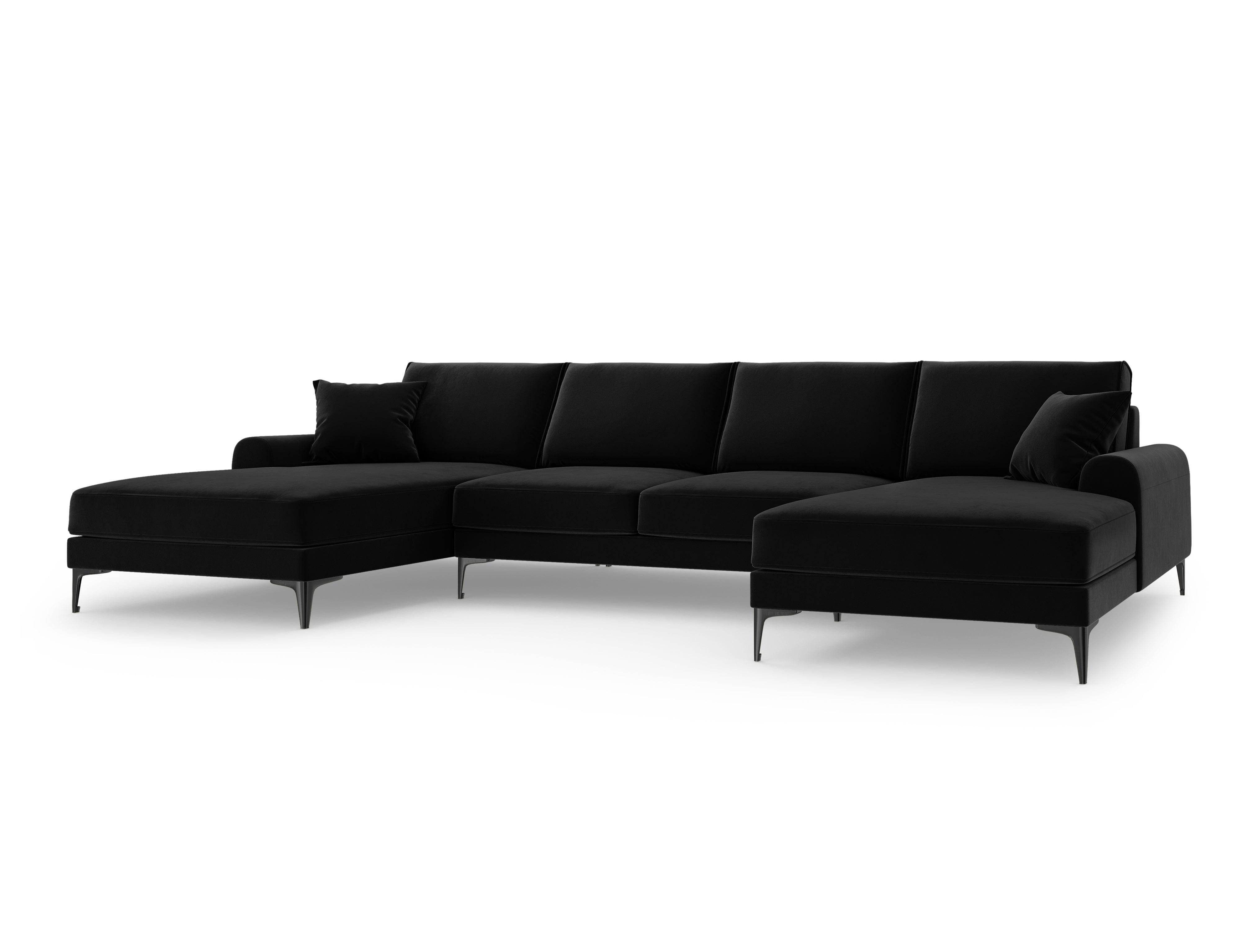 Narożnik aksamitny w kształcie U MADARA czarny z czarną podstawą Mazzini Sofas    Eye on Design