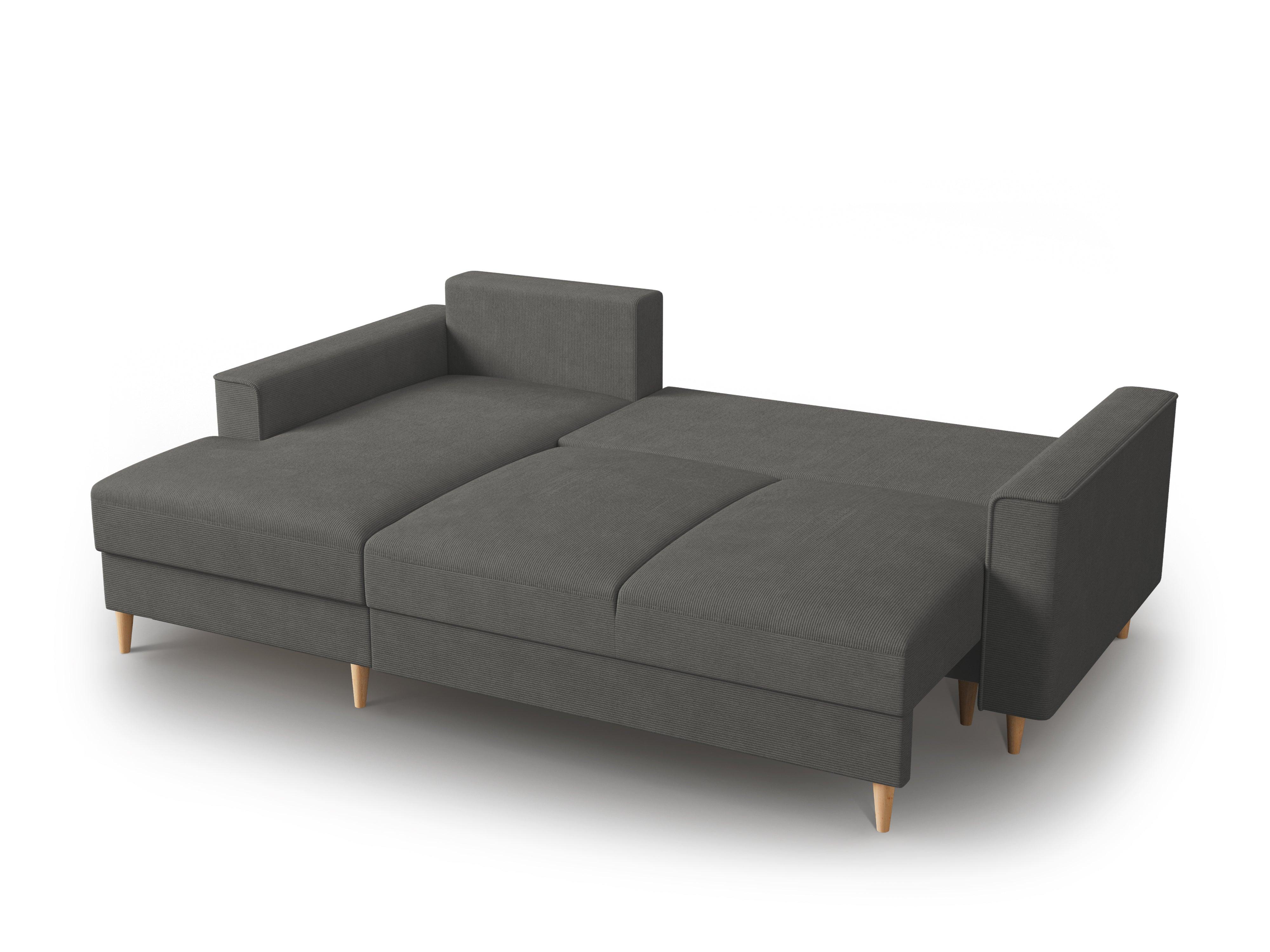 Narożnik lewostronny sztruksowy z funkcją spania CARTADERA ciemnoszary Mazzini Sofas    Eye on Design