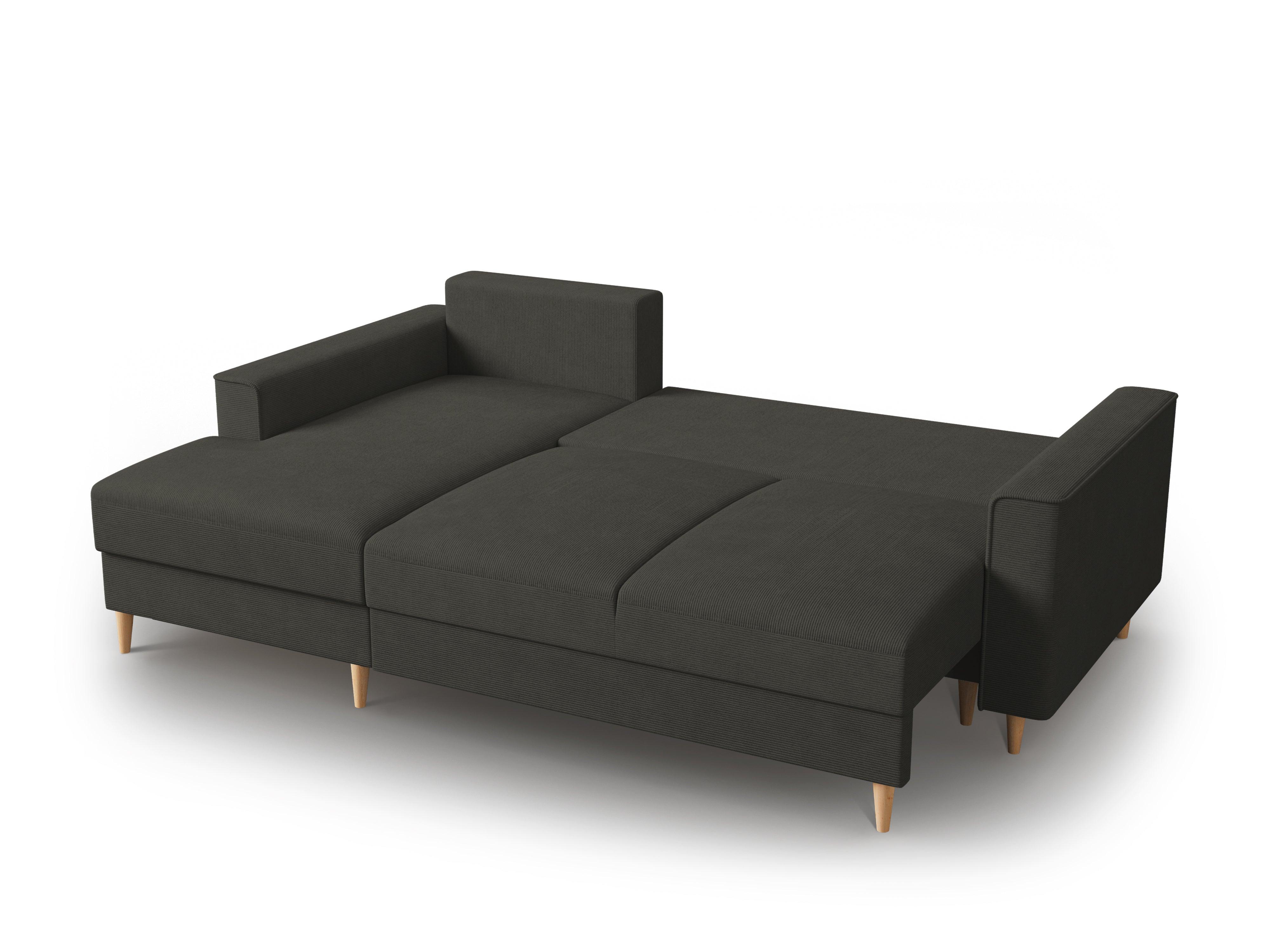 Narożnik lewostronny sztruksowy z funkcją spania CARTADERA czarny Mazzini Sofas    Eye on Design