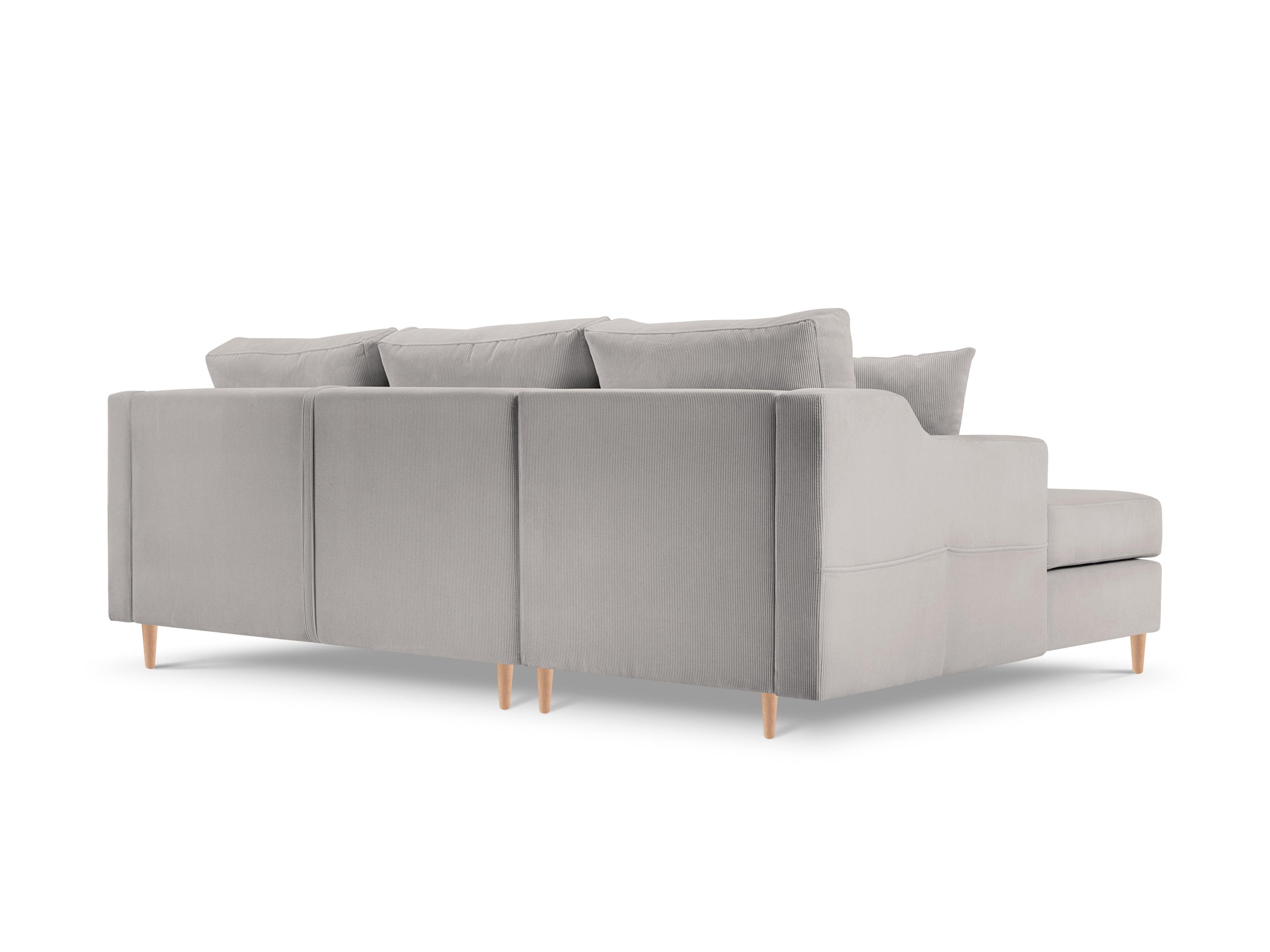 Narożnik lewostronny sztruksowy z funkcją spania ROSE jasnoszary Mazzini Sofas    Eye on Design