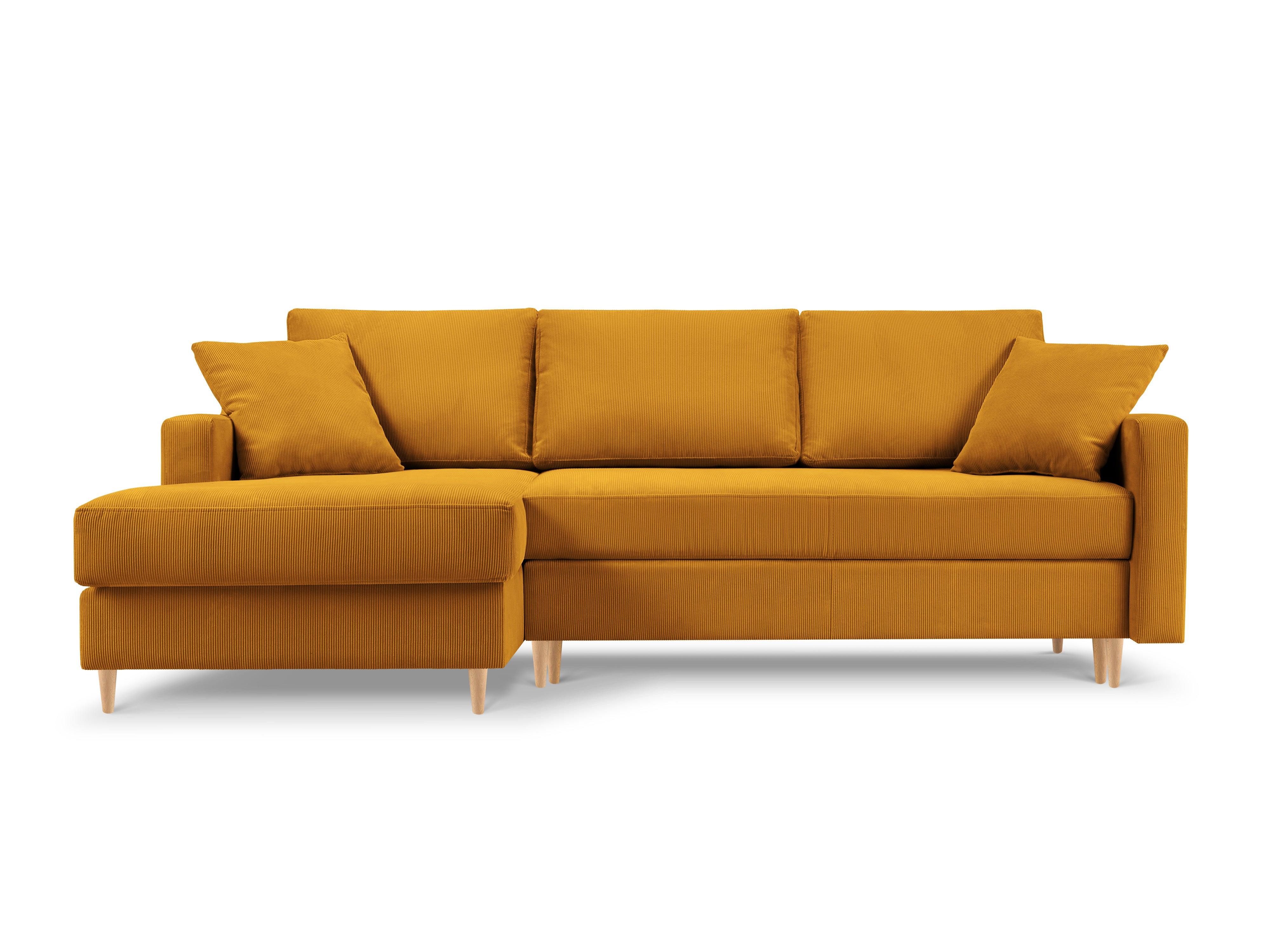 Narożnik lewostronny sztruksowy z funkcją spania ROSE żółty Mazzini Sofas    Eye on Design