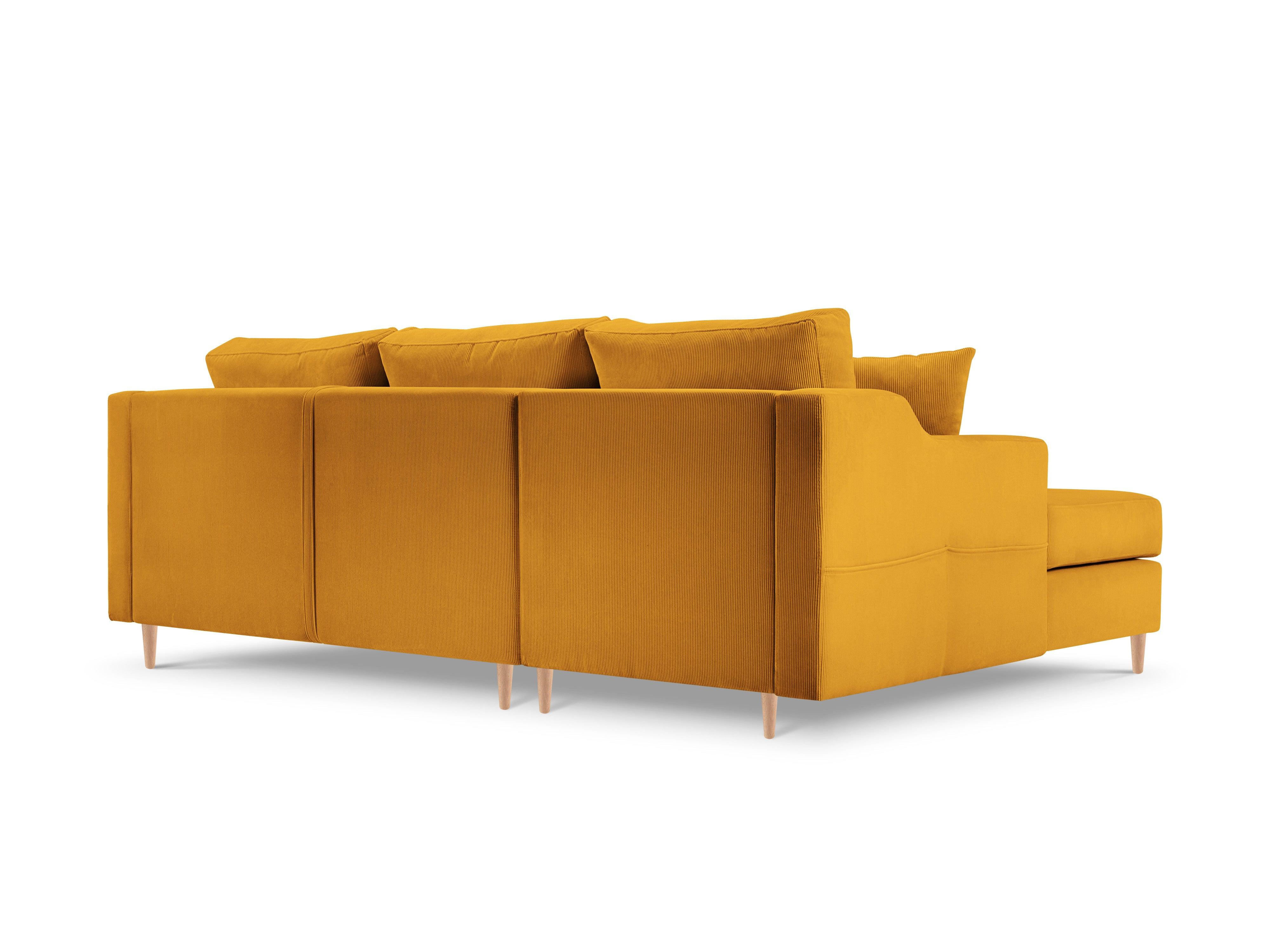 Narożnik lewostronny sztruksowy z funkcją spania ROSE żółty Mazzini Sofas    Eye on Design