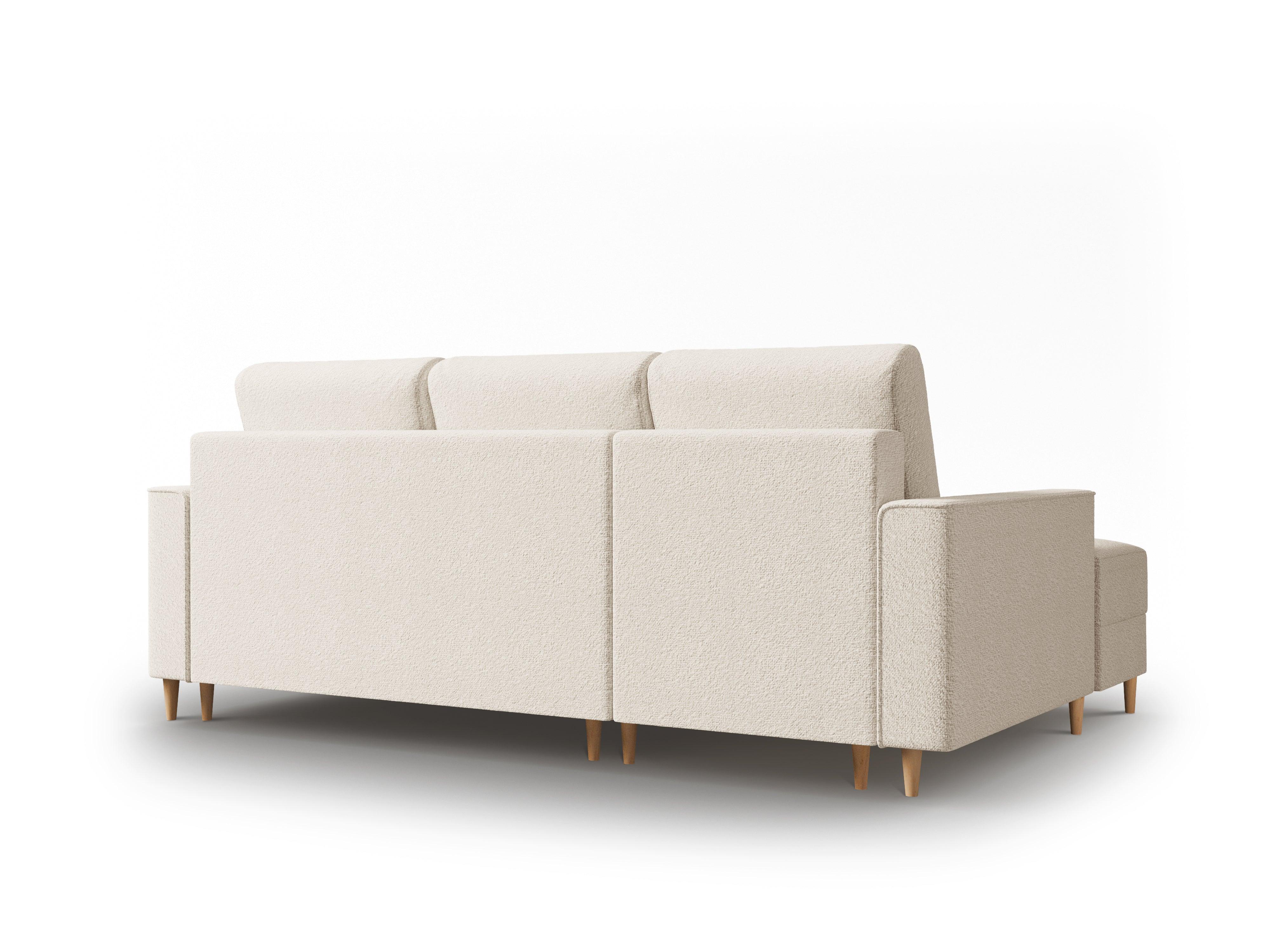 Narożnik lewostronny w tkaninie boucle z funkcją spania CARTADERA beżowy Mazzini Sofas    Eye on Design